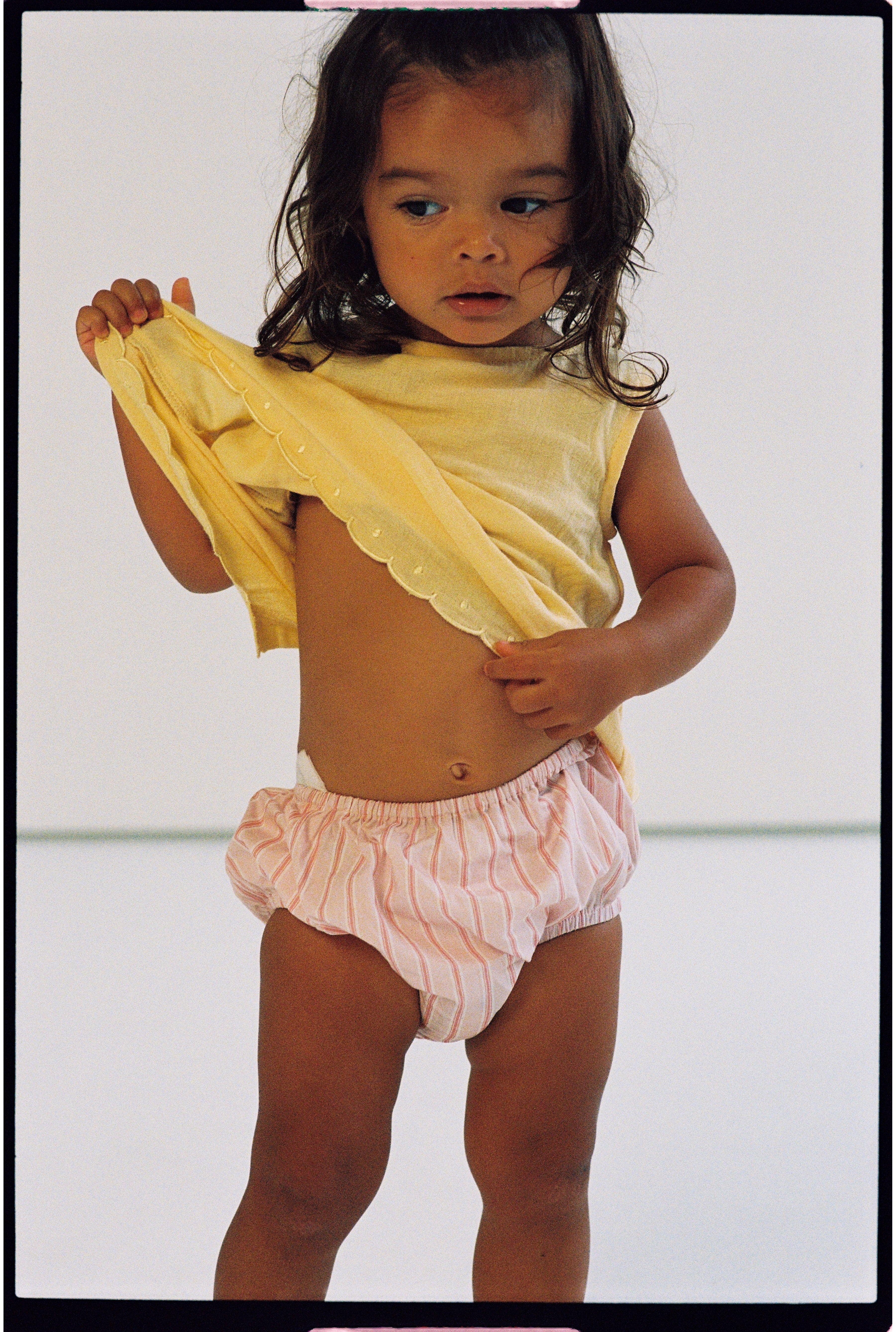 girls woven cotton bloomer pink stripe