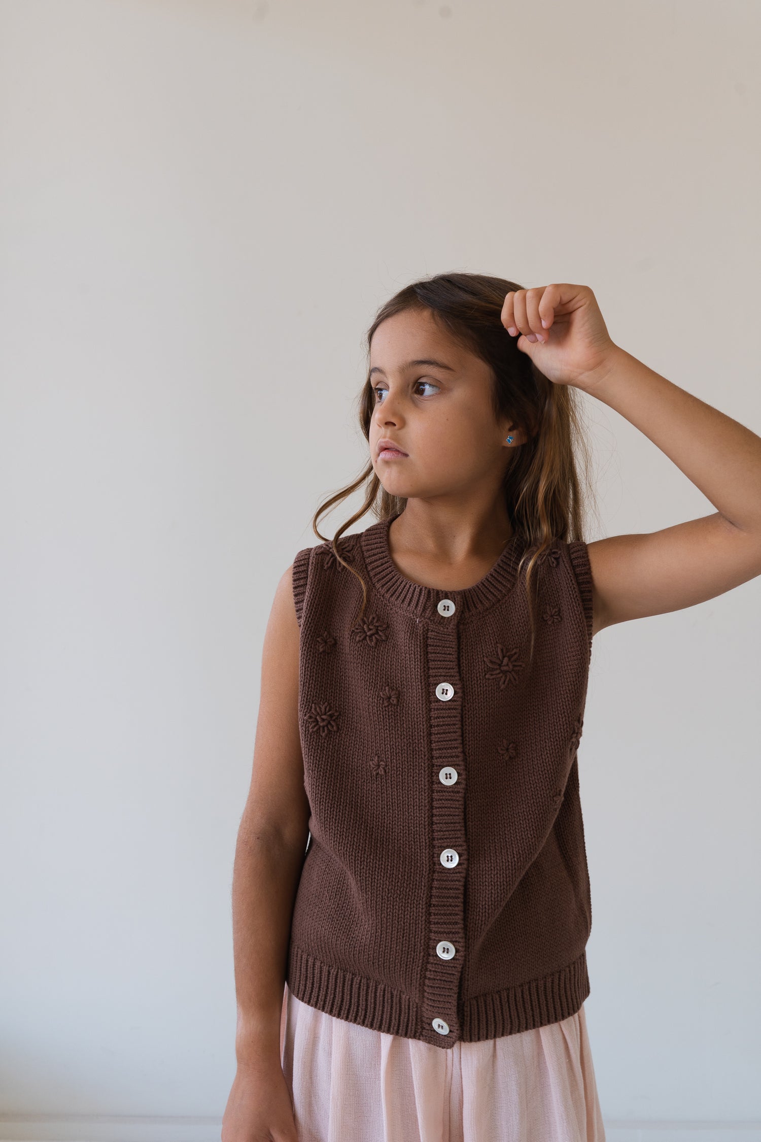 Floral Knit Vest |Cocoa