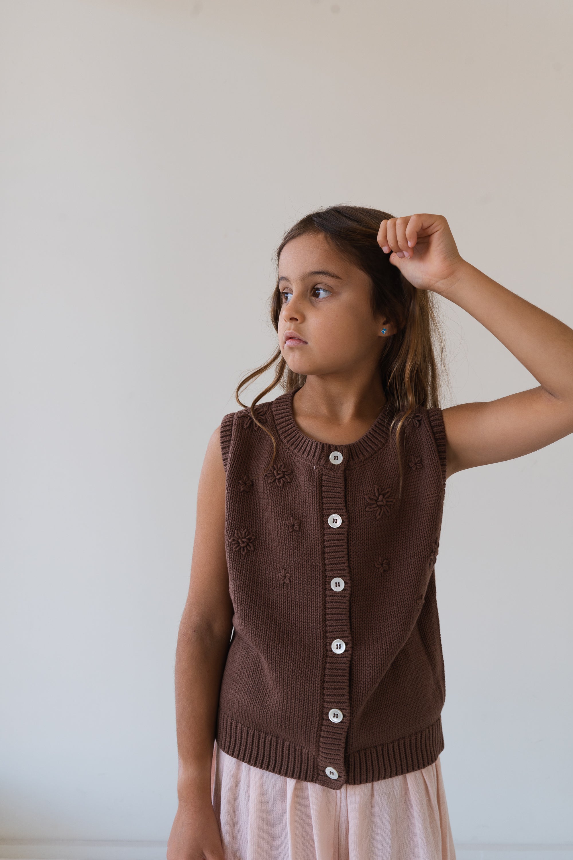 Floral Knit Vest |Cocoa