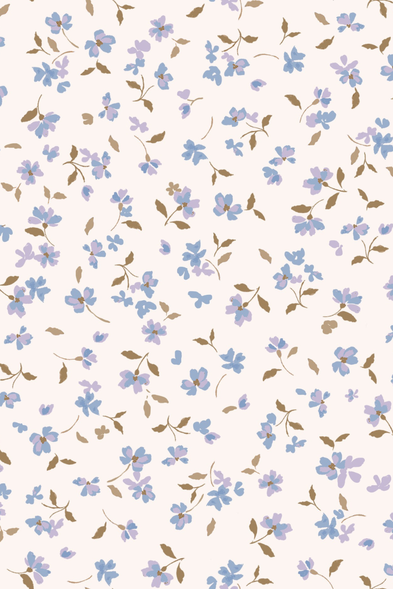 hand-painted blue floral print design