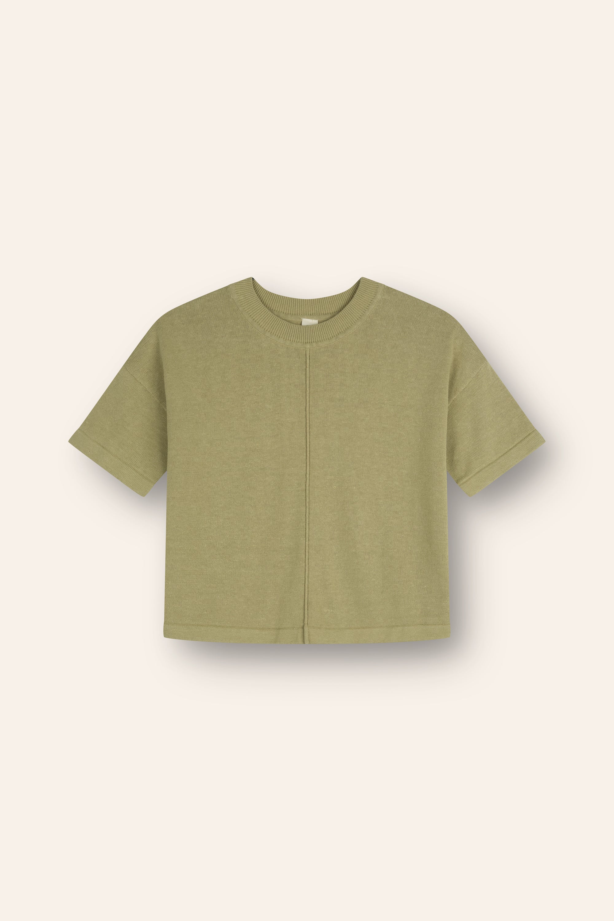 cotton linen knit t-shirt with piping detail