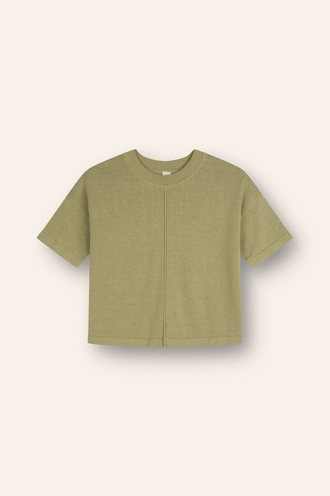 cotton linen knit t-shirt with piping detail