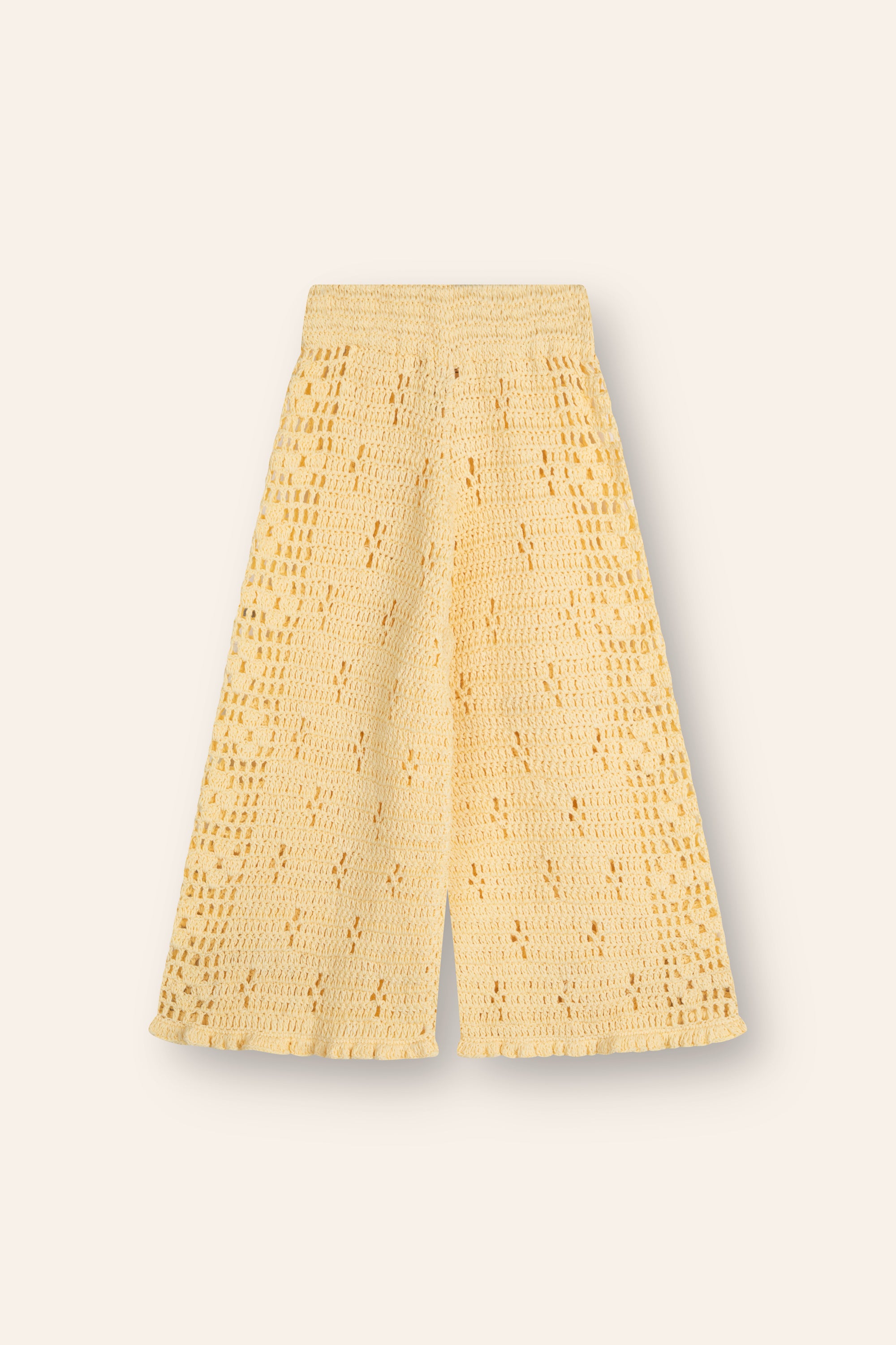 girls handmade cotton crochet pants floral filet butter