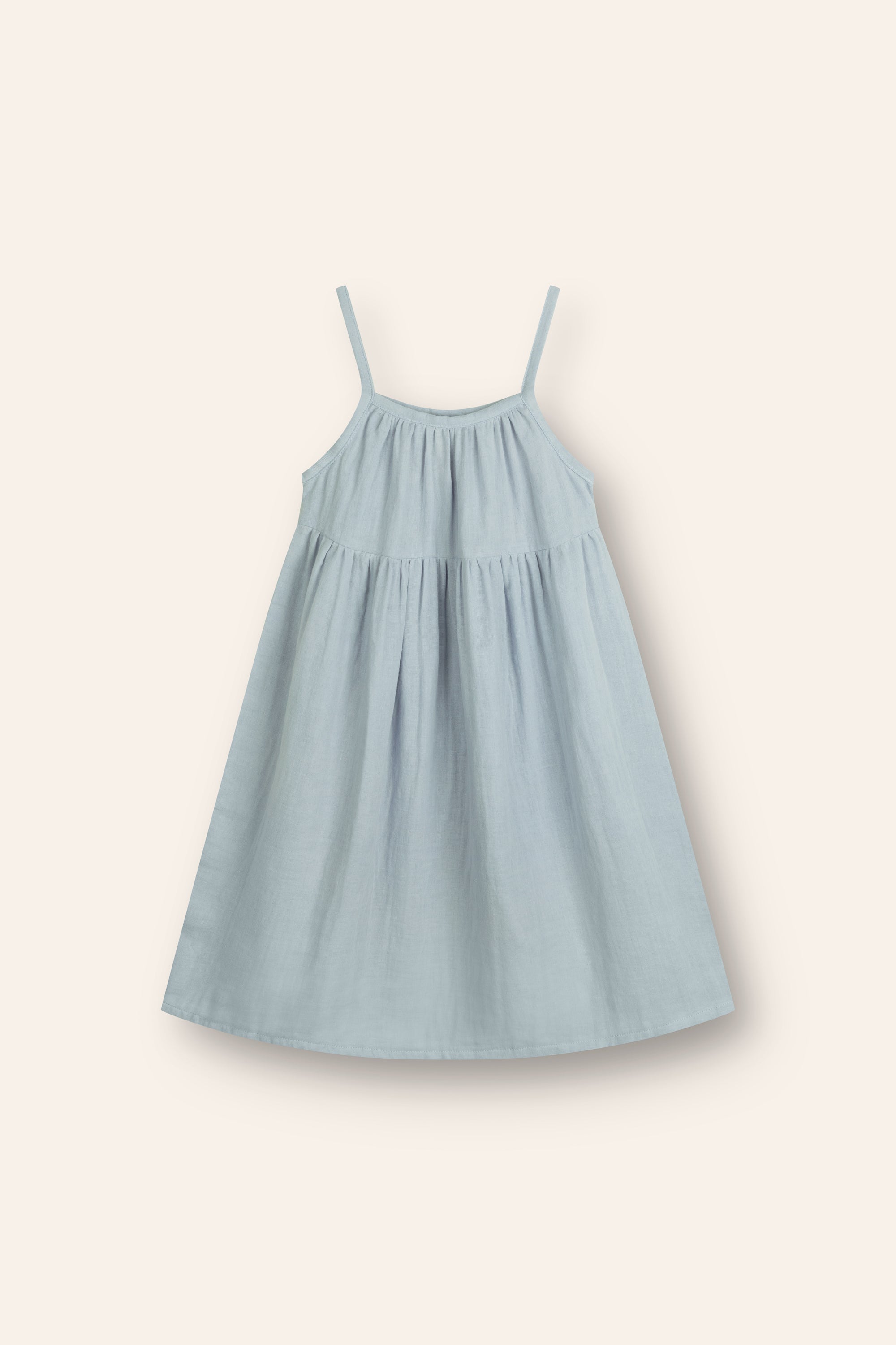 girls cotton woven 3/4 length dress powder blue