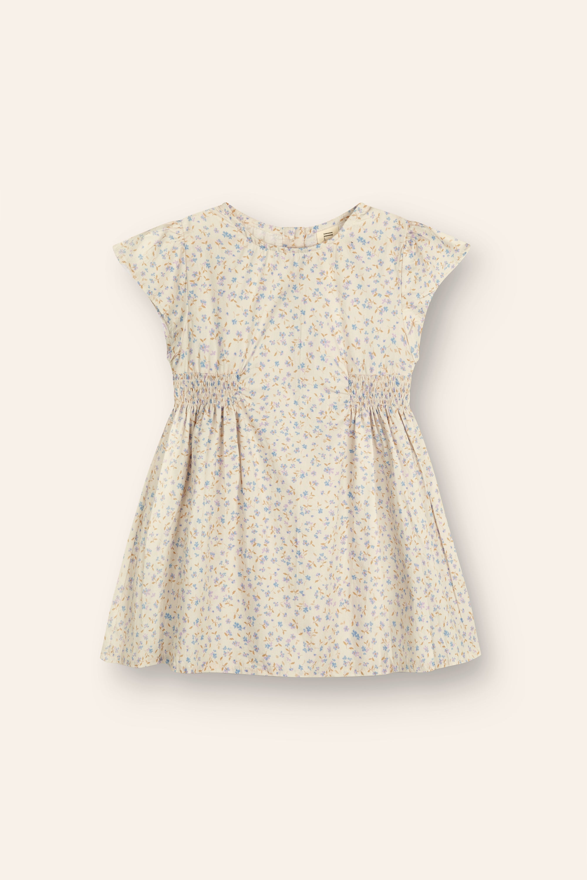 floral print mini dress for girls with flutter sleeves and shirring