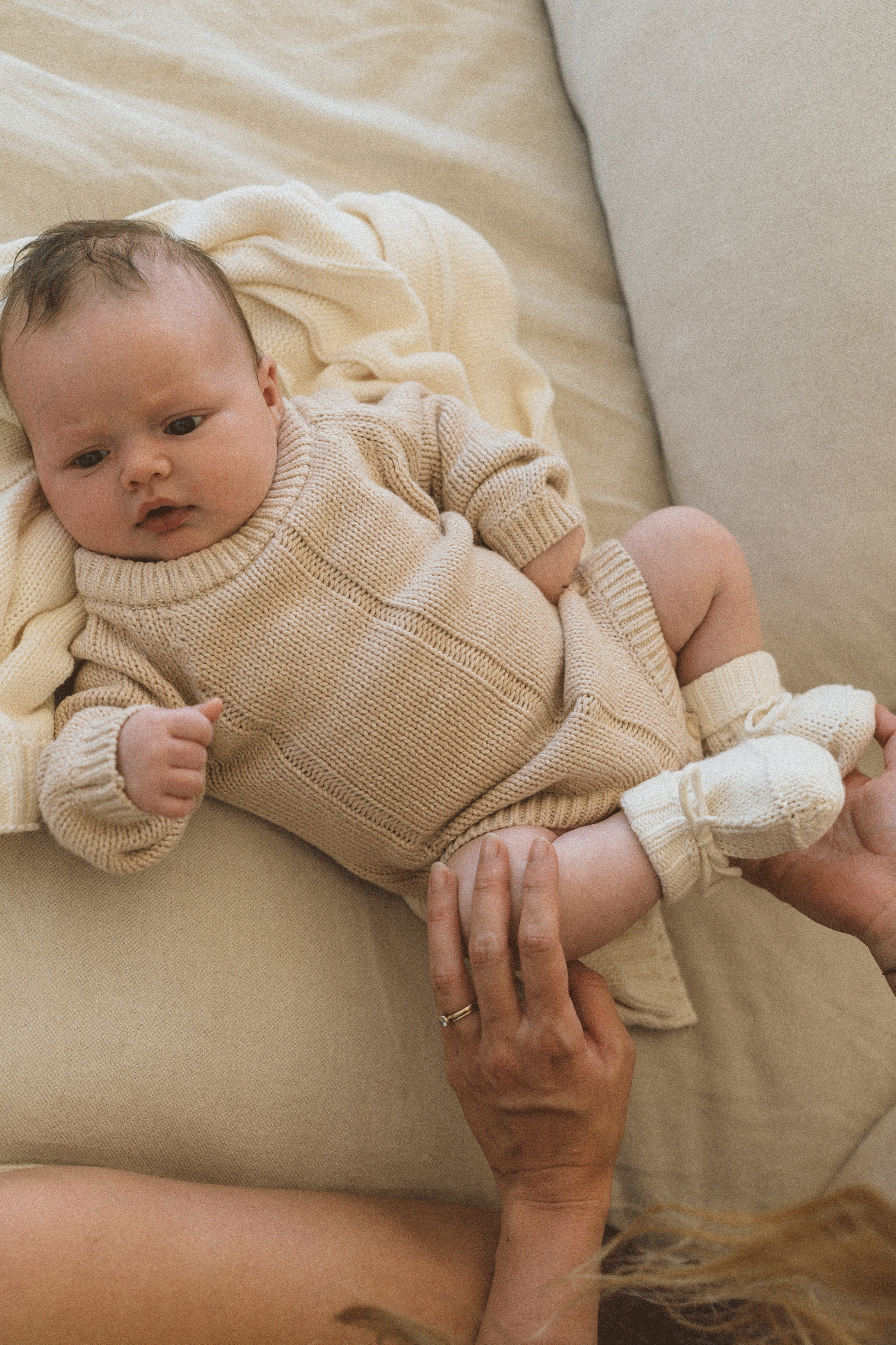 Unisex Alba Baby Booties | Vanilla