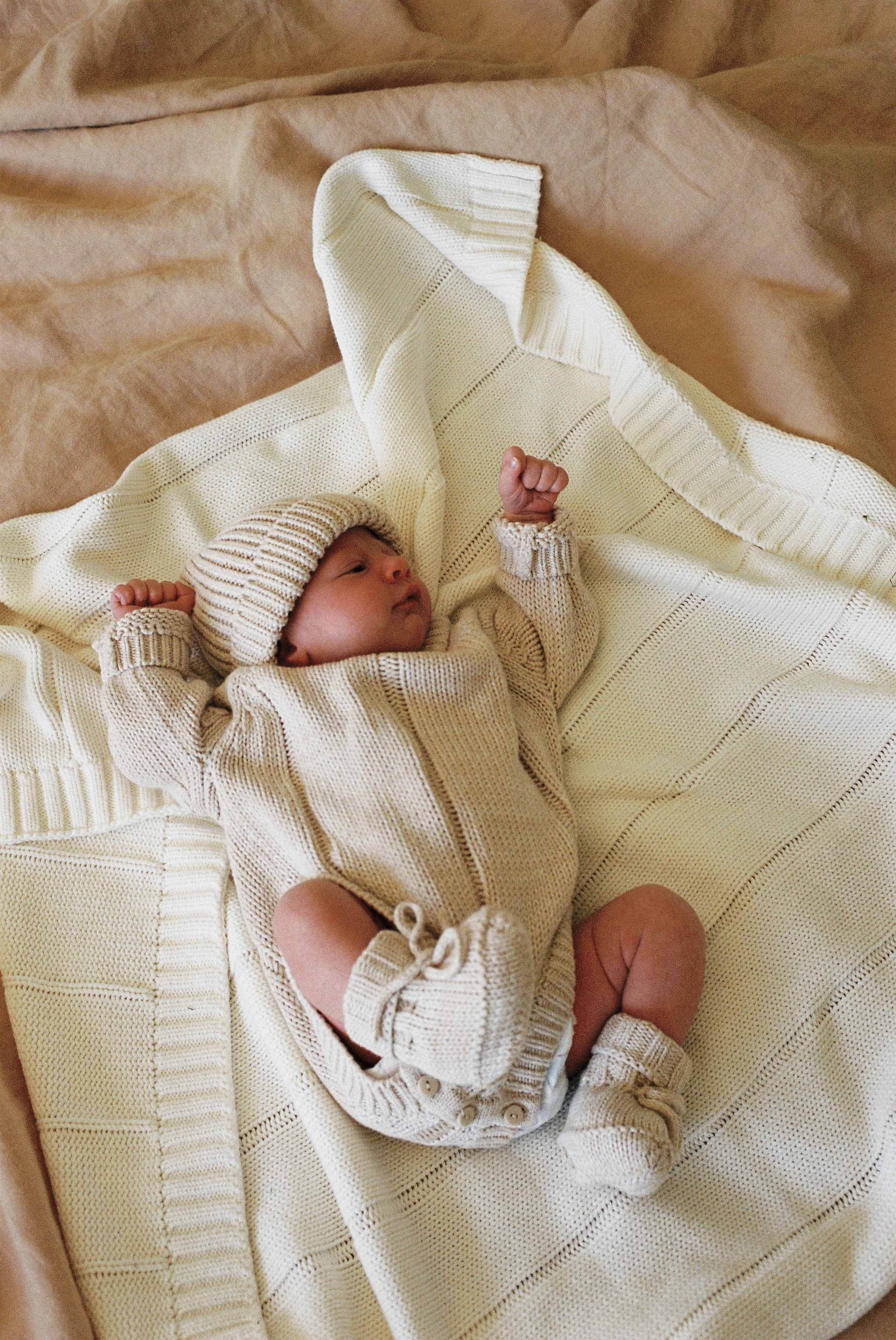 Unisex Alba Baby Booties | Sand