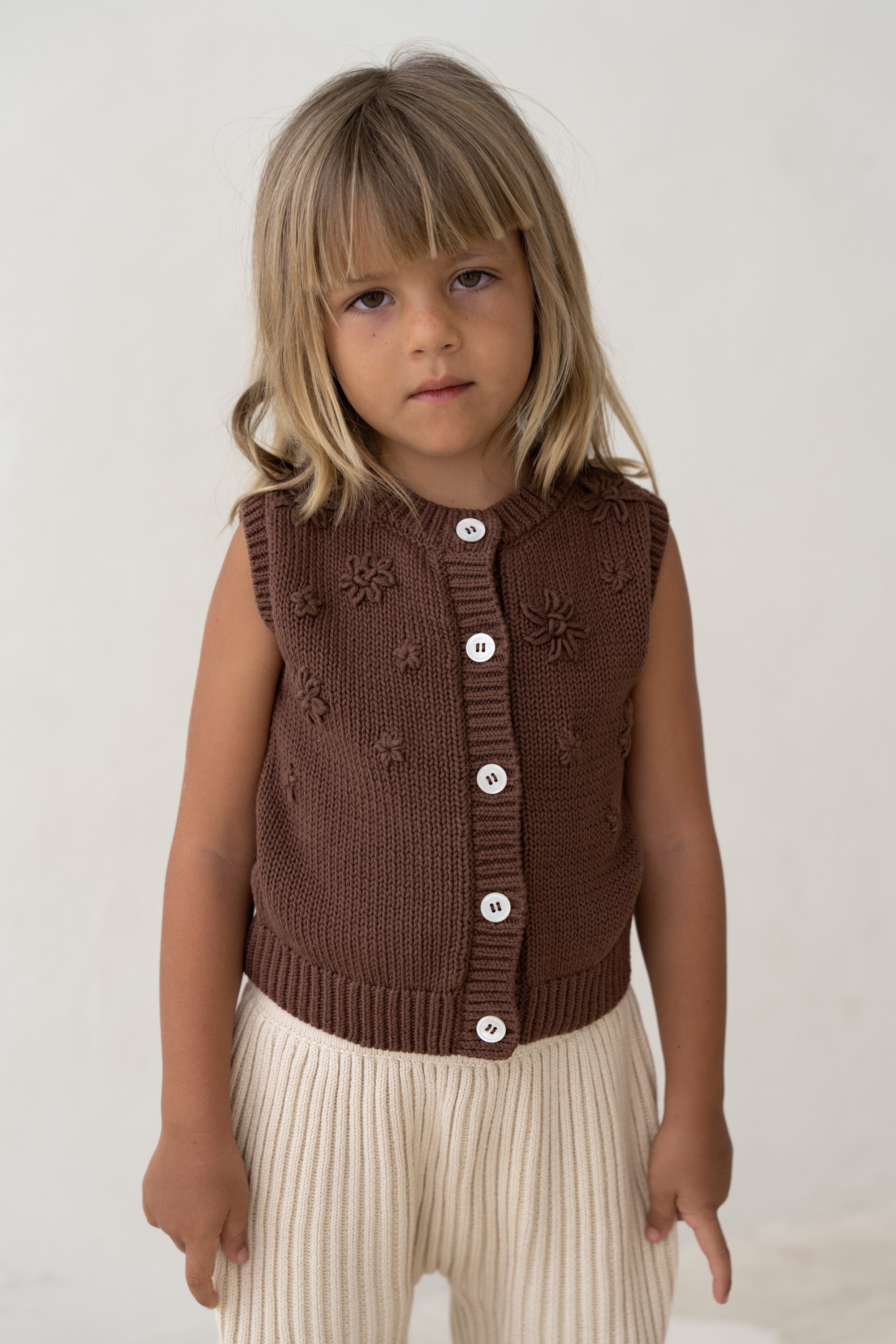 Floral Knit Vest |Cocoa
