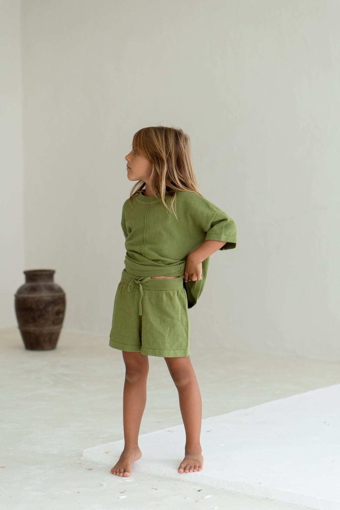 Thin Knit Shorts | Olive
