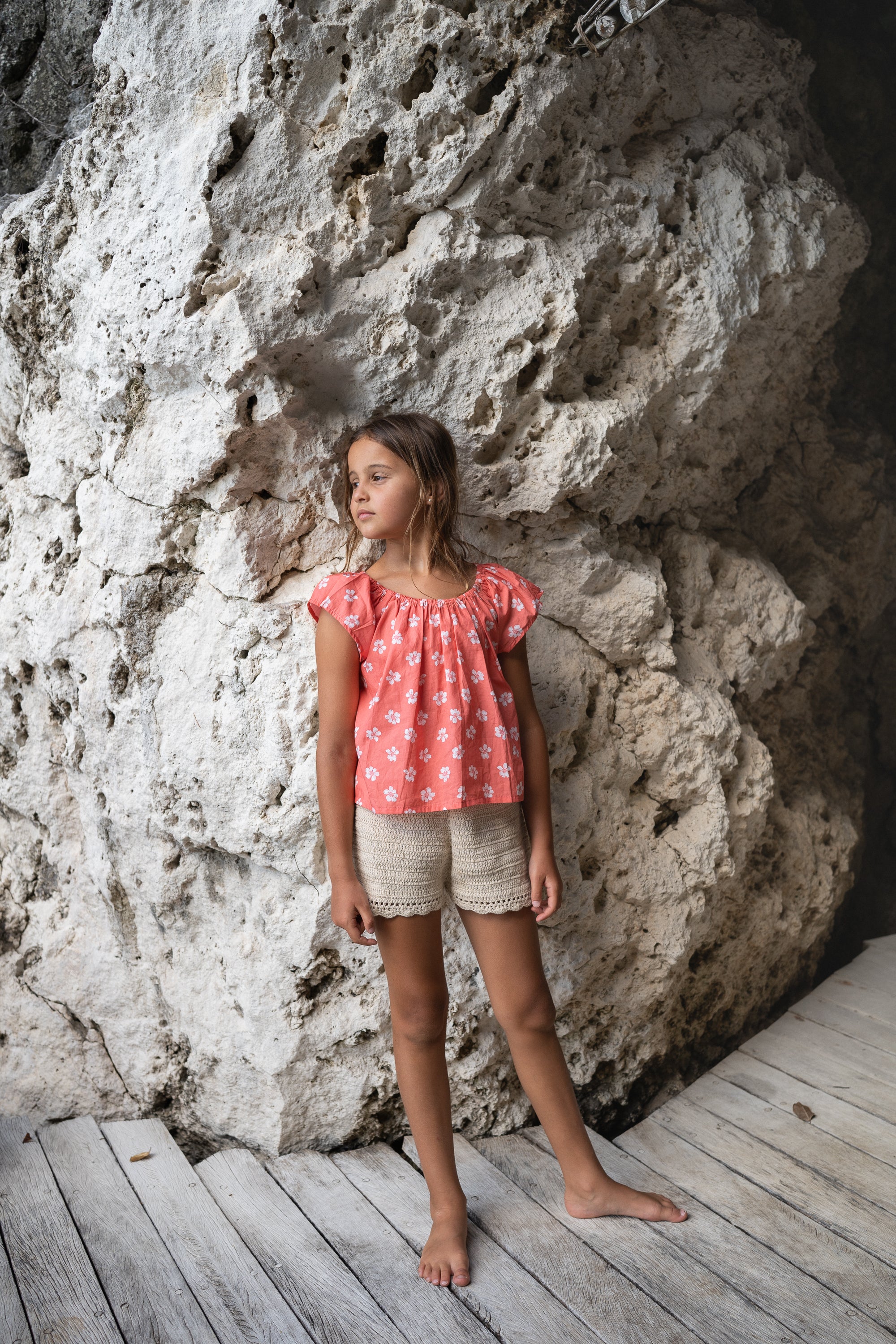 girl wearing cotton floral print blouse by Illoura the label