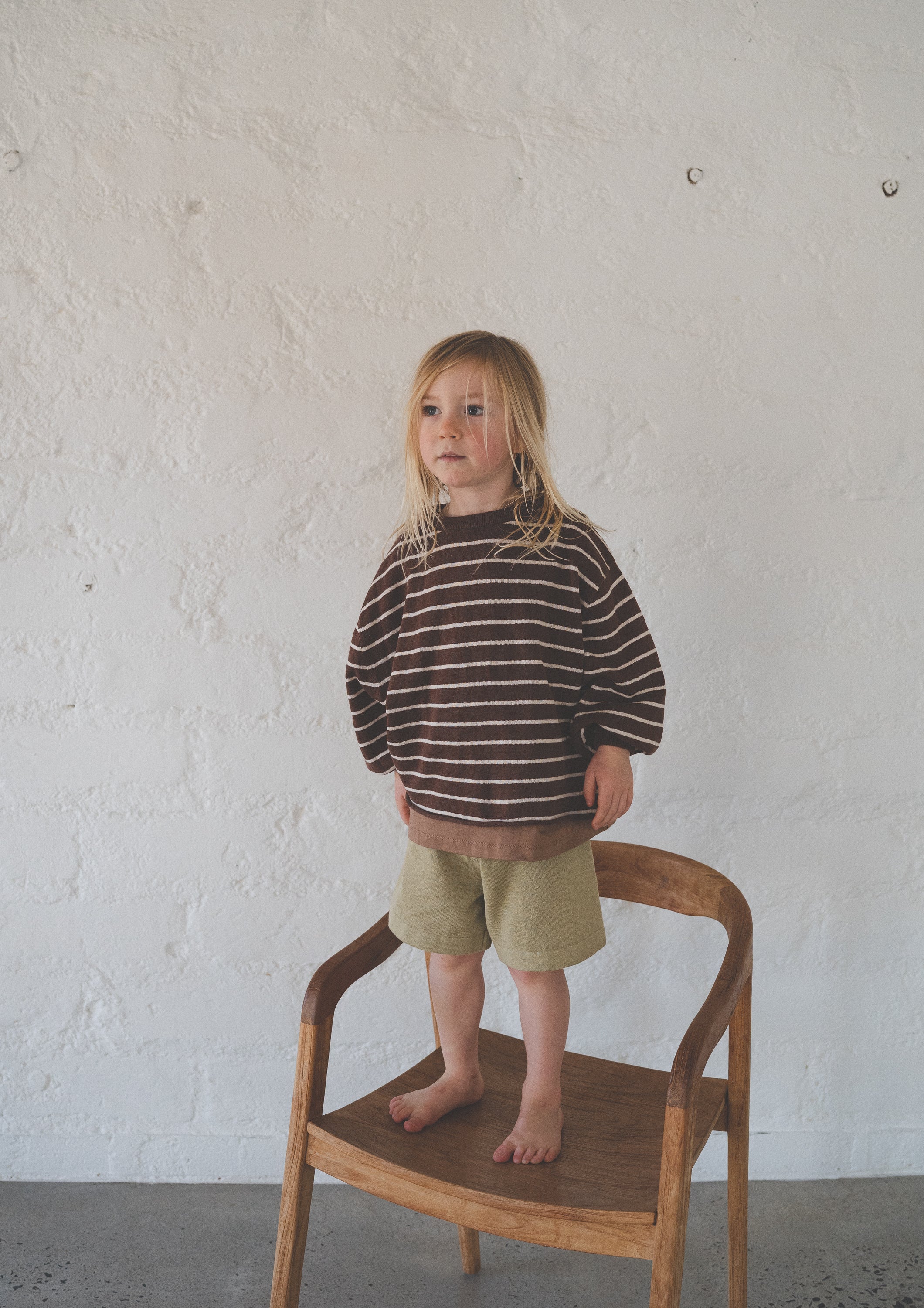 Lightweight Knit Pullover | Choc Stripe