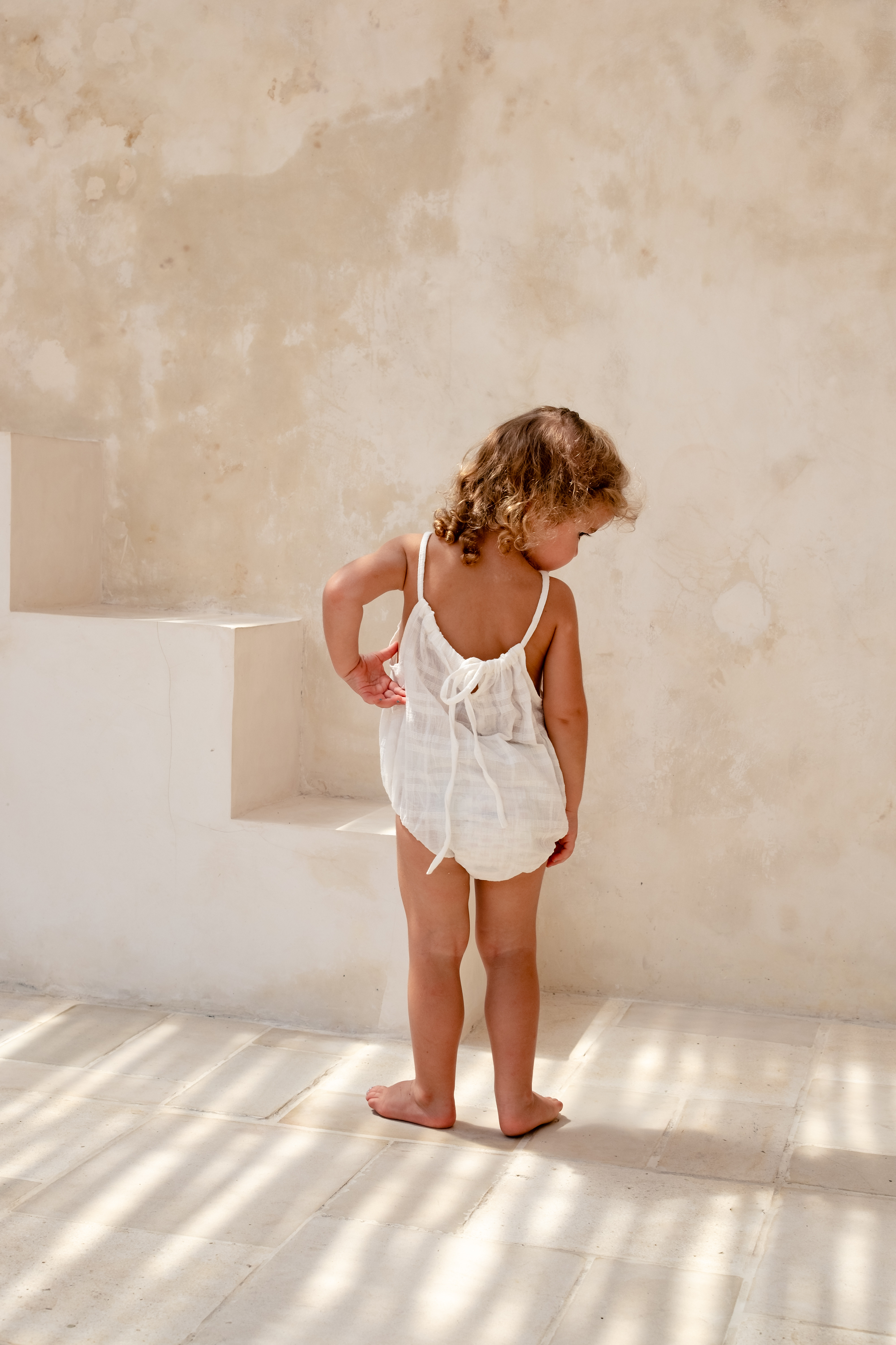 baby girl cotton romper white