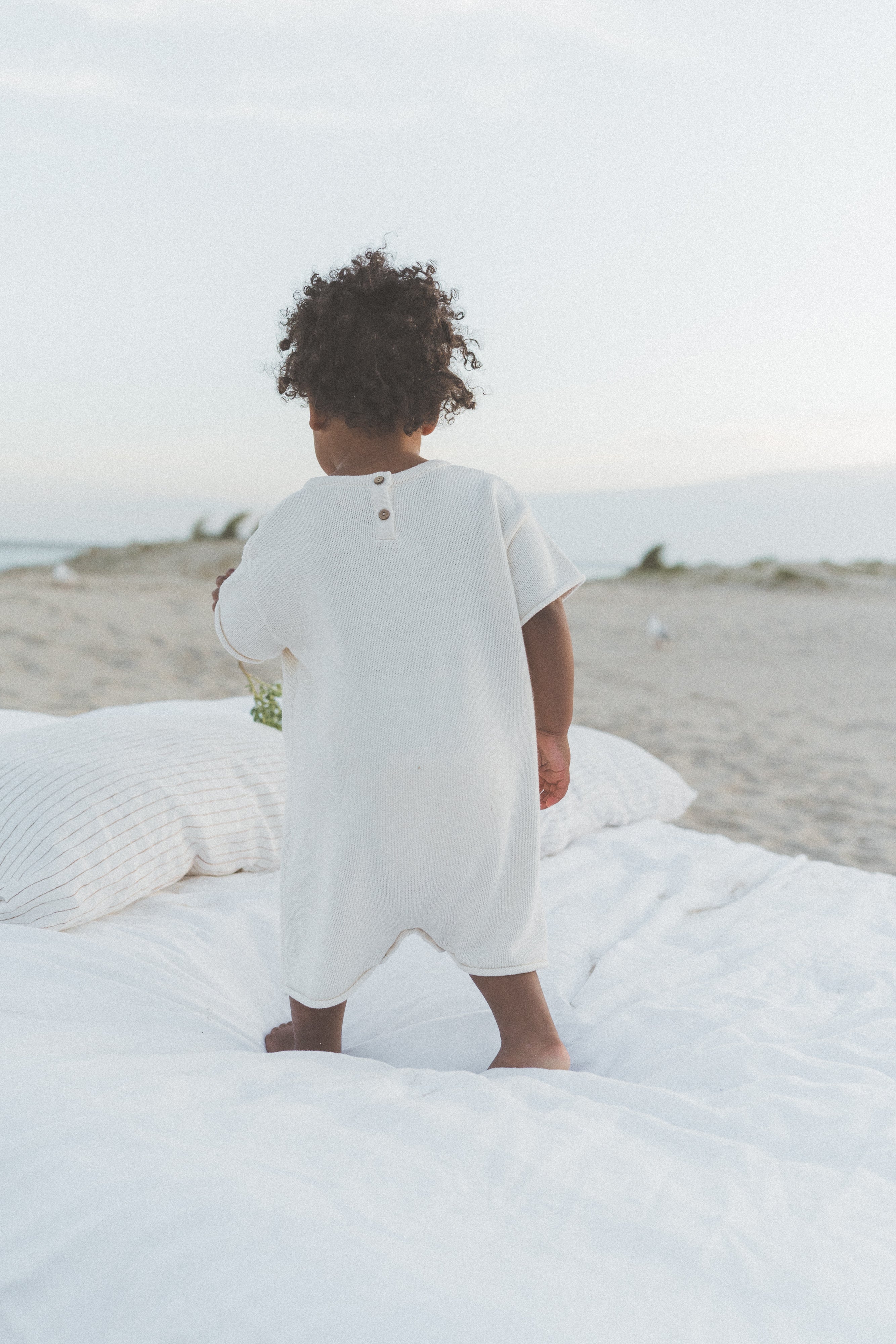 Short Sleeve Essential Knit Unisex Romper | Vanilla