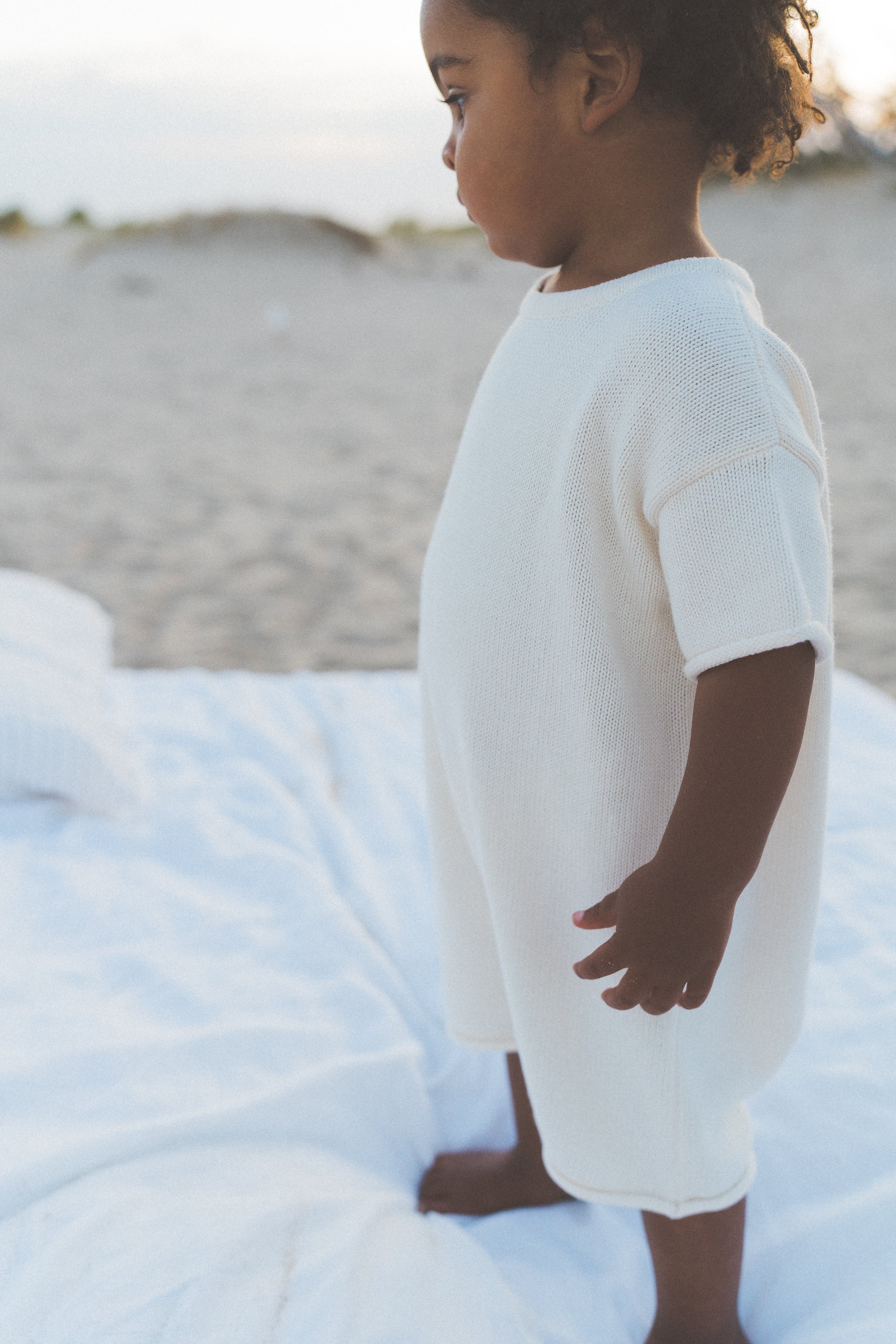 Short Sleeve Essential Knit Unisex Romper | Vanilla