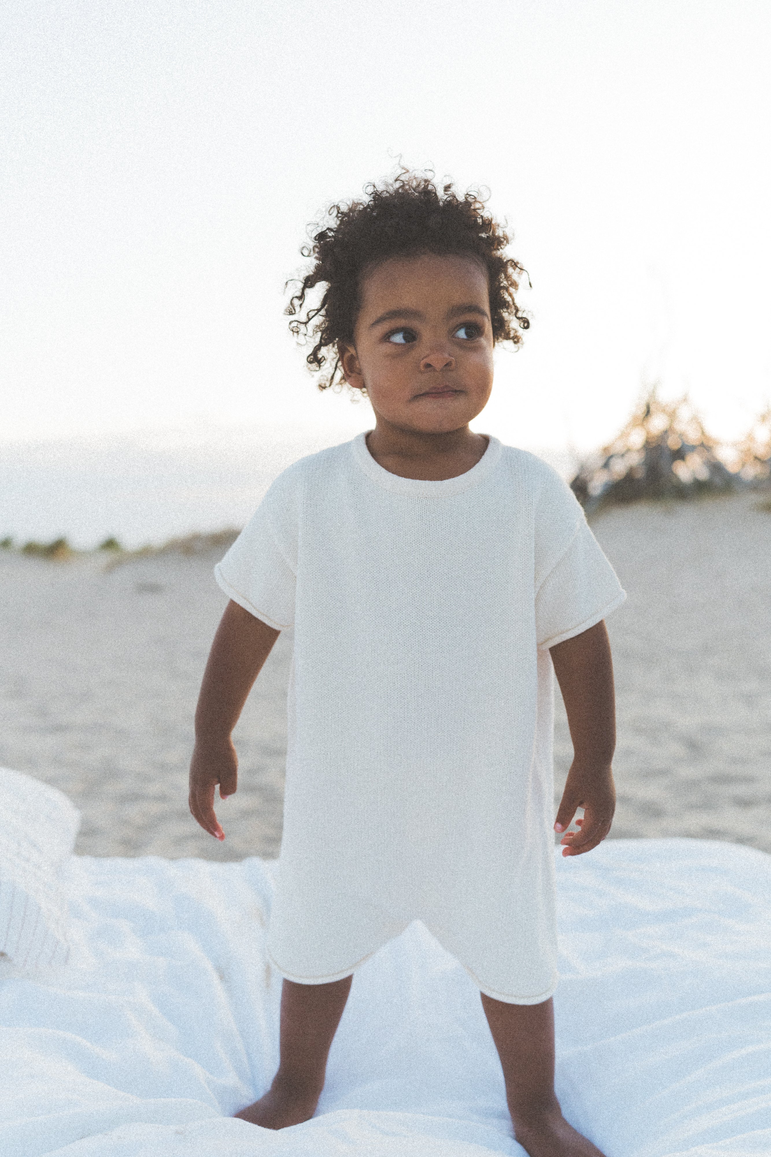 Short Sleeve Essential Knit Unisex Romper | Vanilla