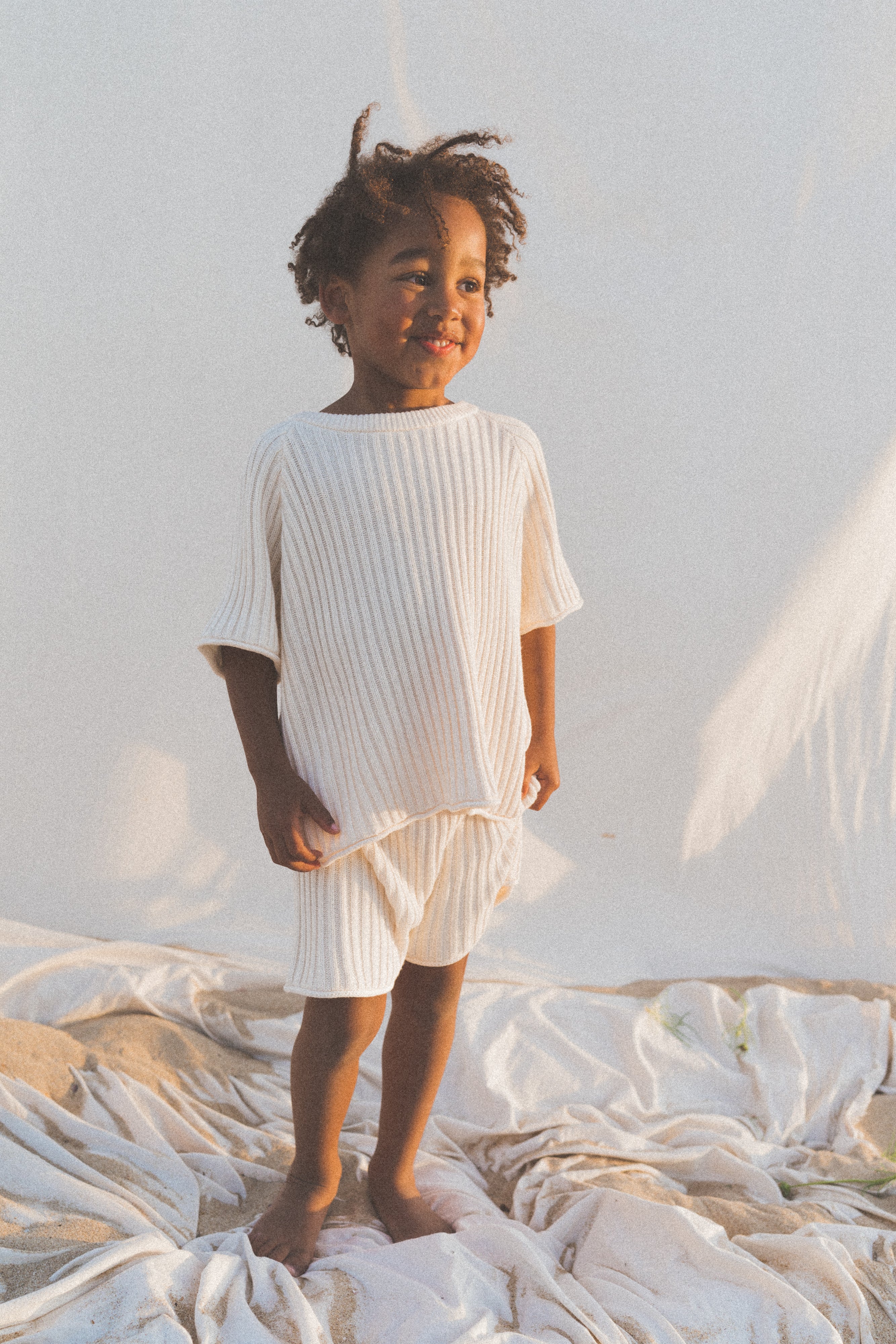 Essential Ribbed Knit Unisex Shorts | Vanilla