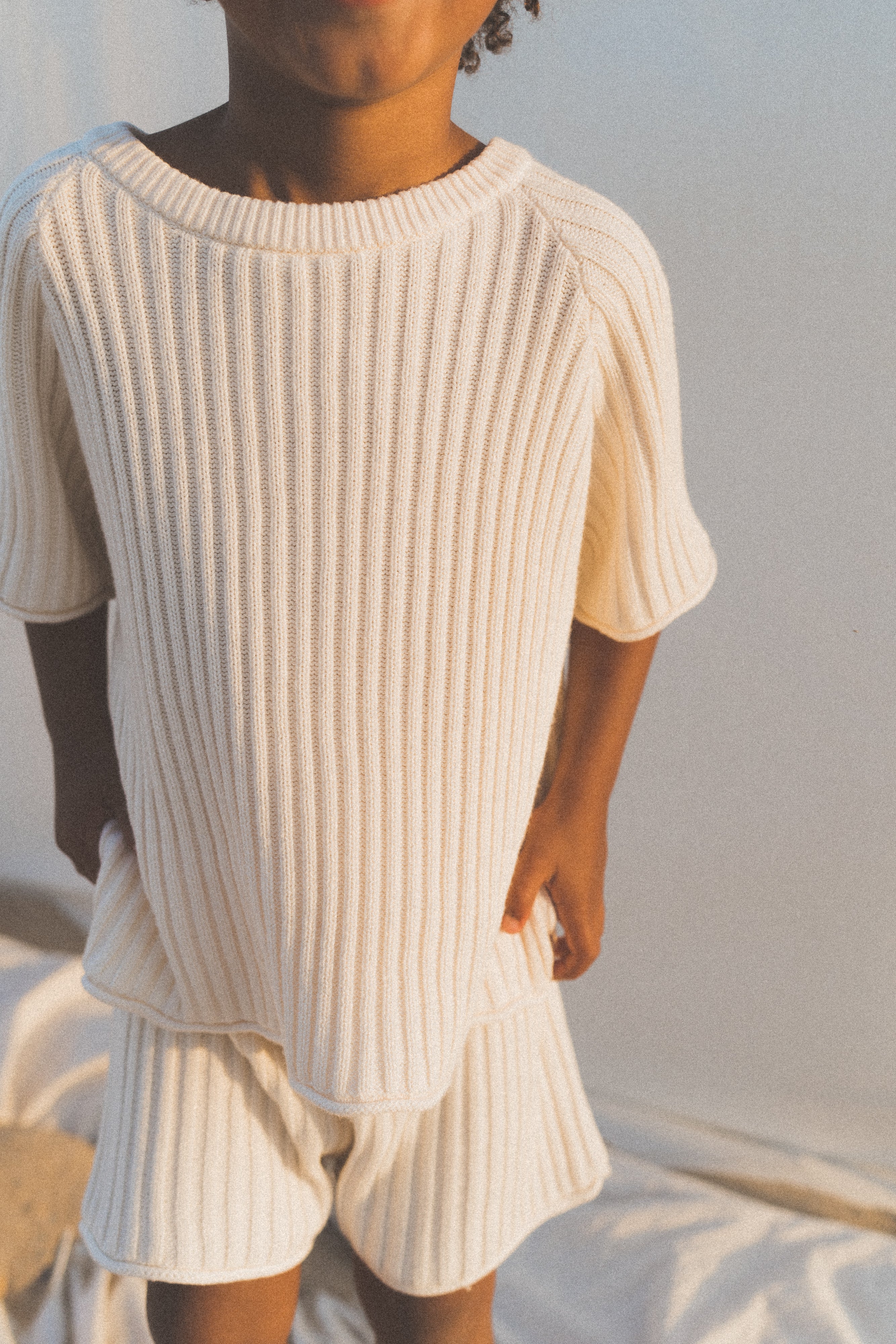 Essential Ribbed Knit Unisex Shorts | Vanilla