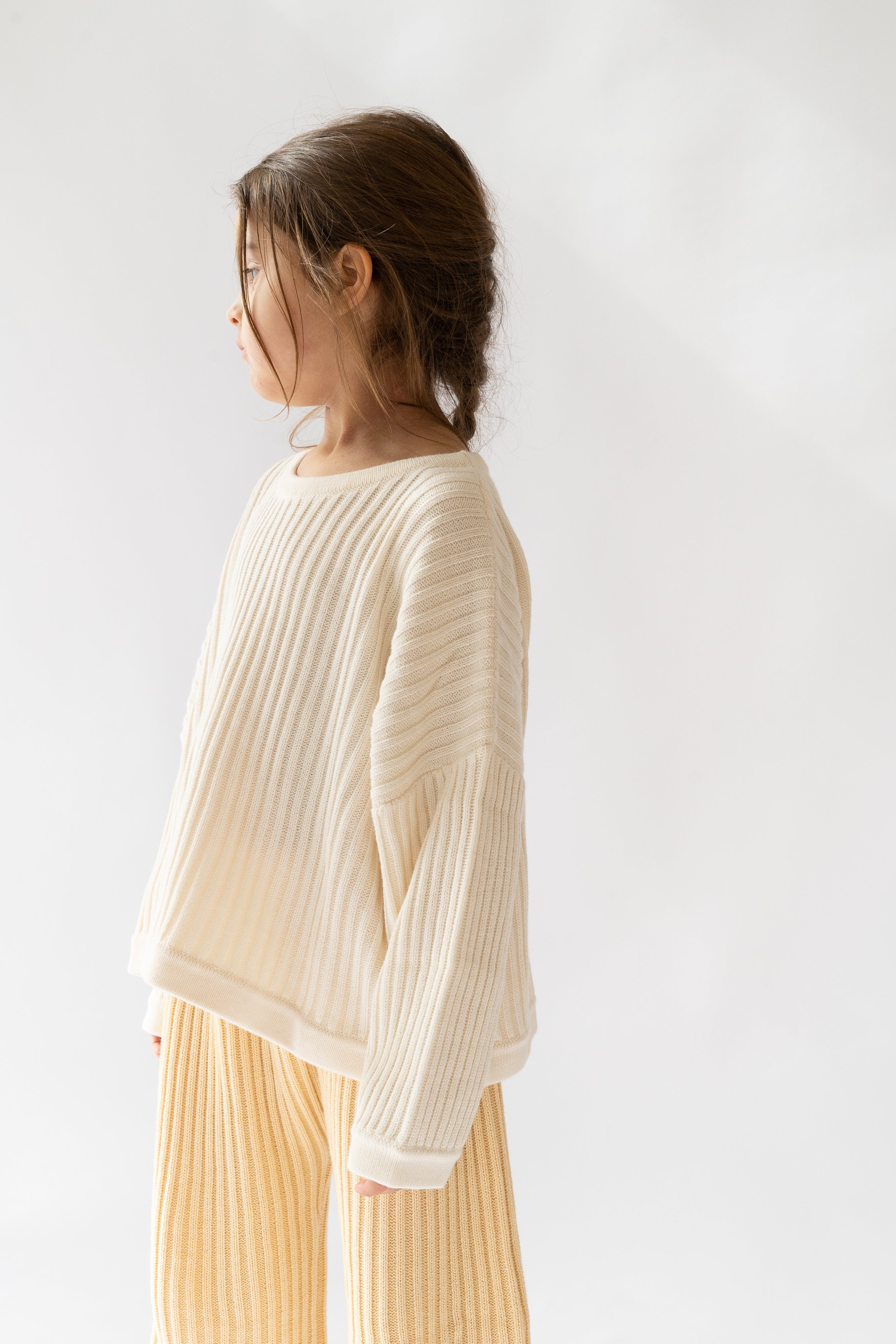 Essential Ribbed Knit Unisex Pullover | Vanilla