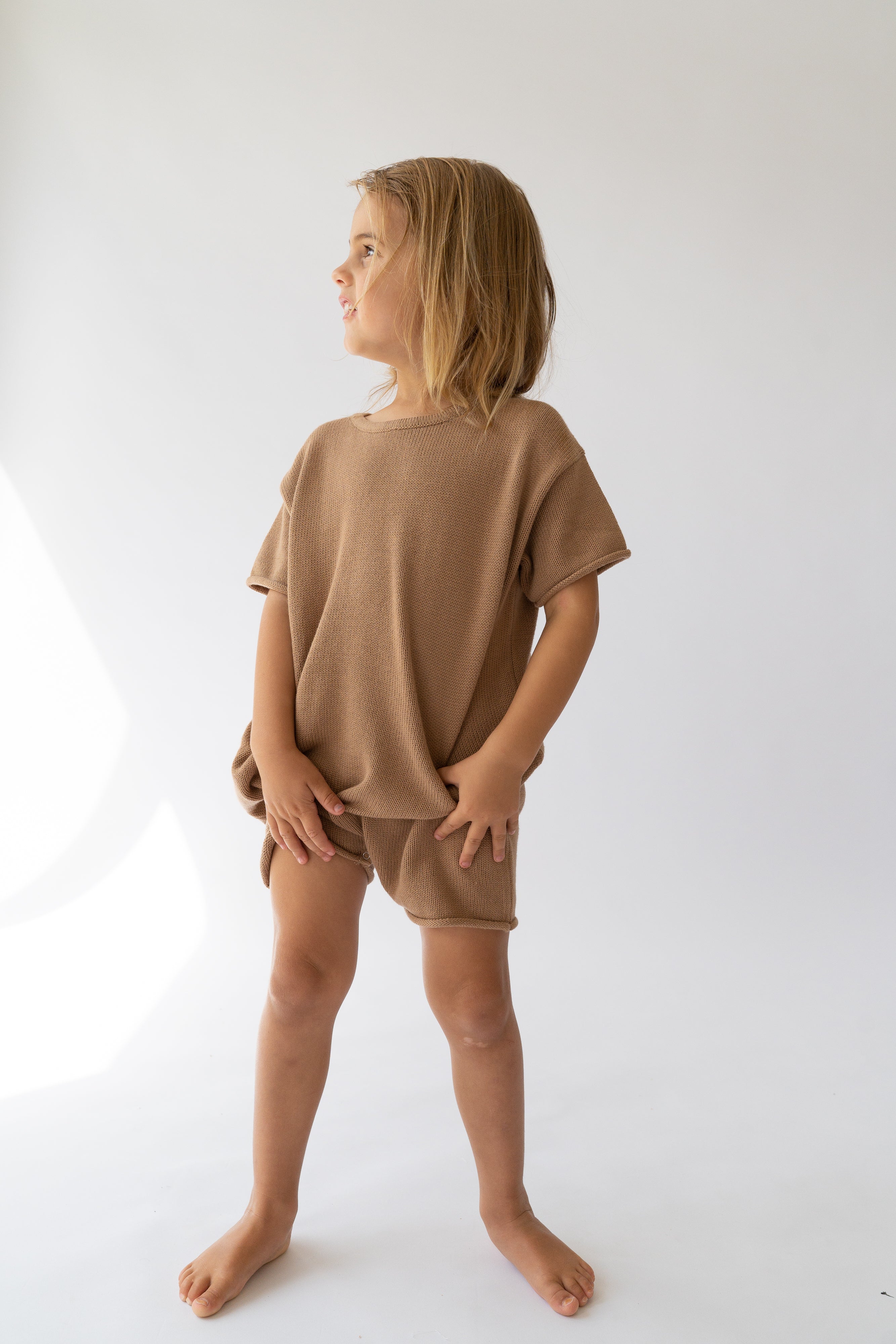 Short Sleeve Essential Knit Unisex Romper | Chocolate