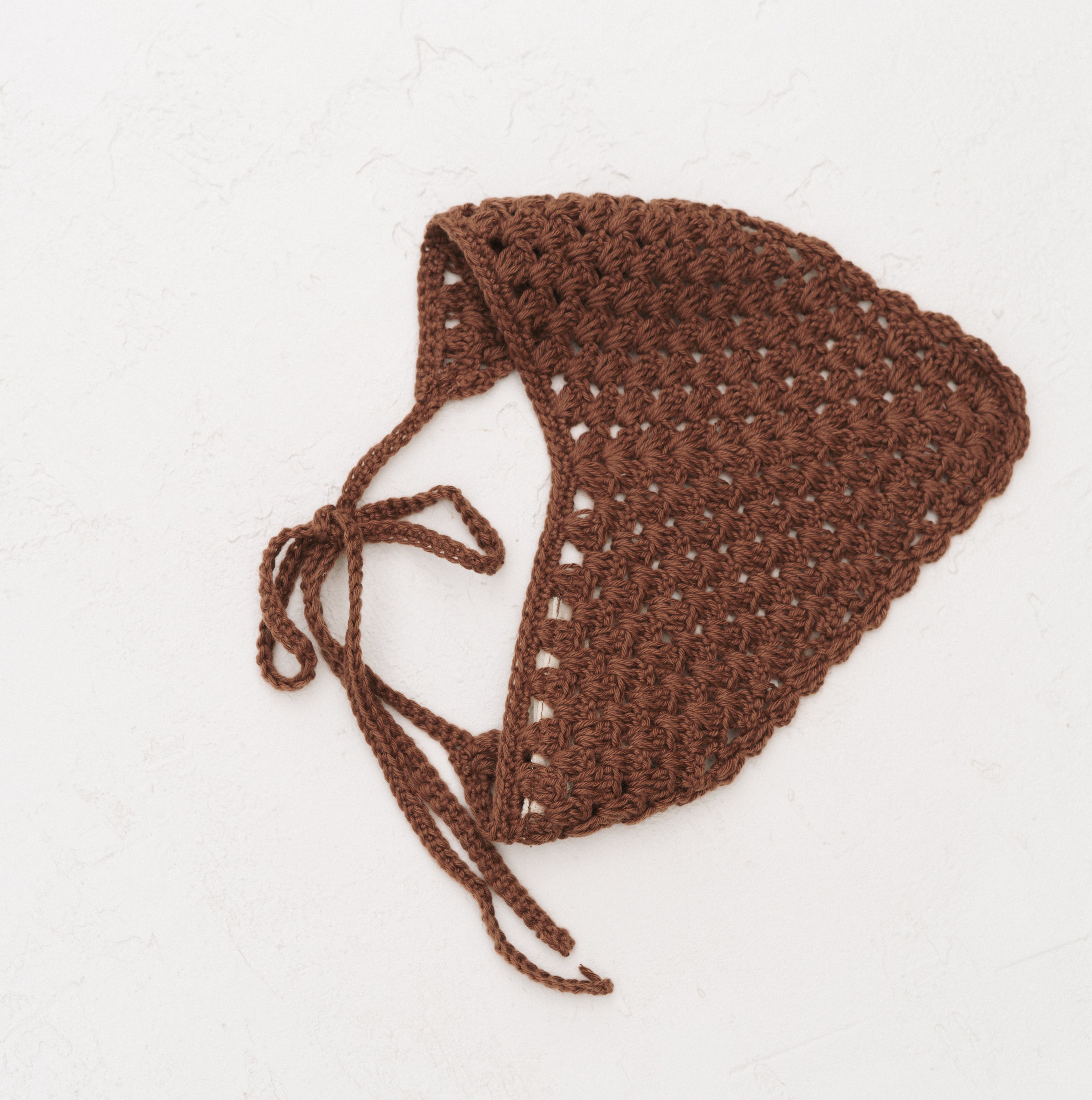 100% Cotton Crochet Bandana. Hand crafted crochet
