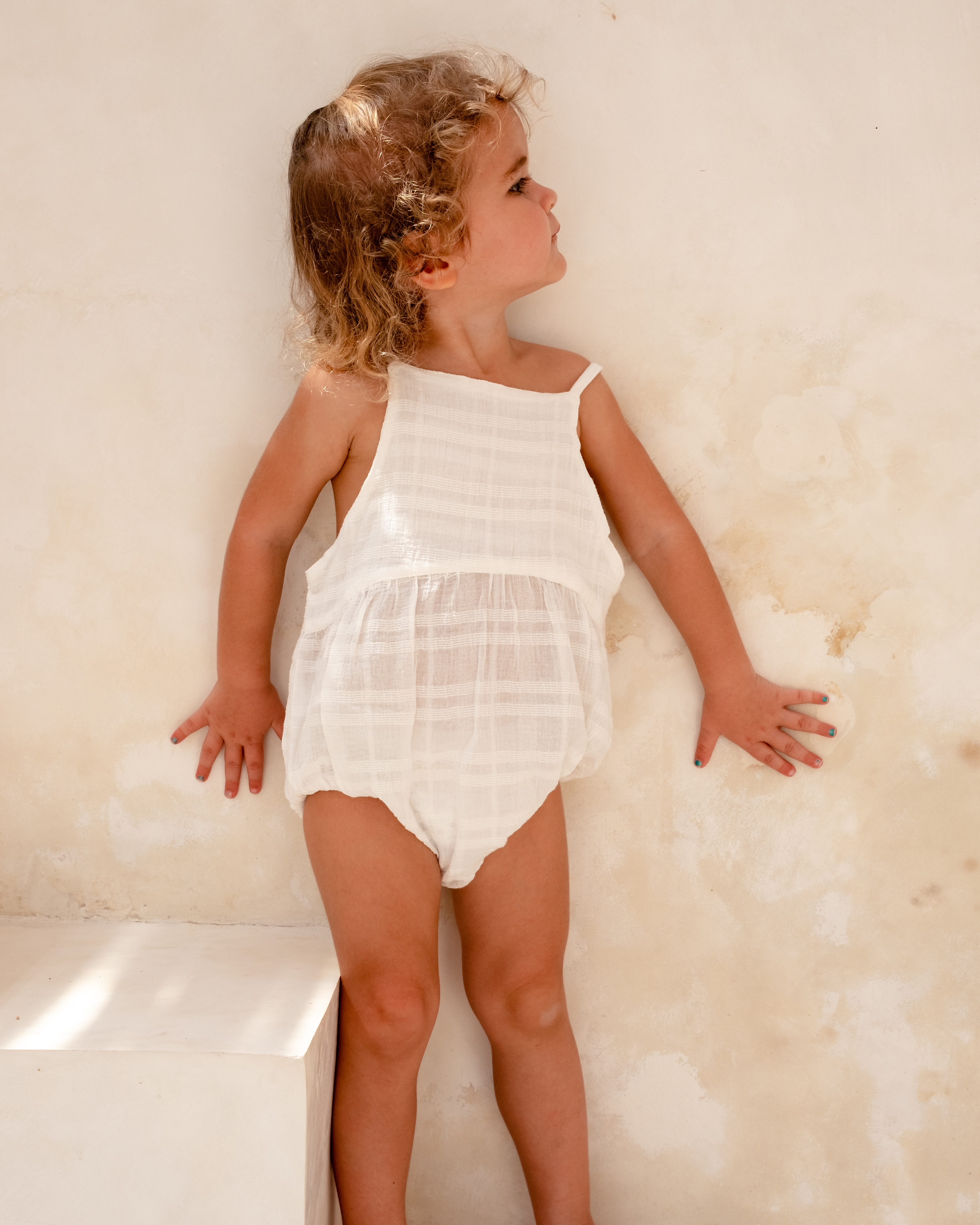 baby girl cotton romper white