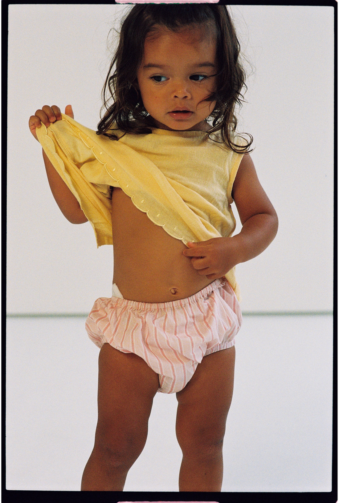 girls woven cotton bloomer pink stripe