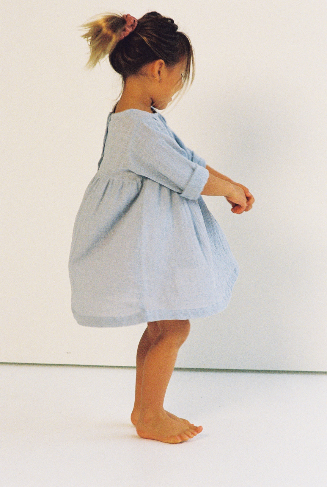girls cotton gauze t-shirt dress in powder blue