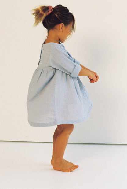 girls cotton gauze t-shirt dress in powder blue