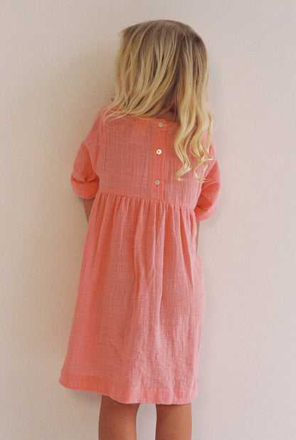 girls cotton gauze t-shirt dress in pink