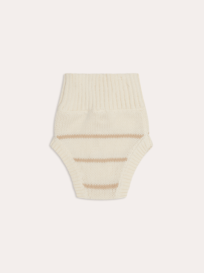 Unisex Dusky Knit Baby Bloomer | Sand Stripe