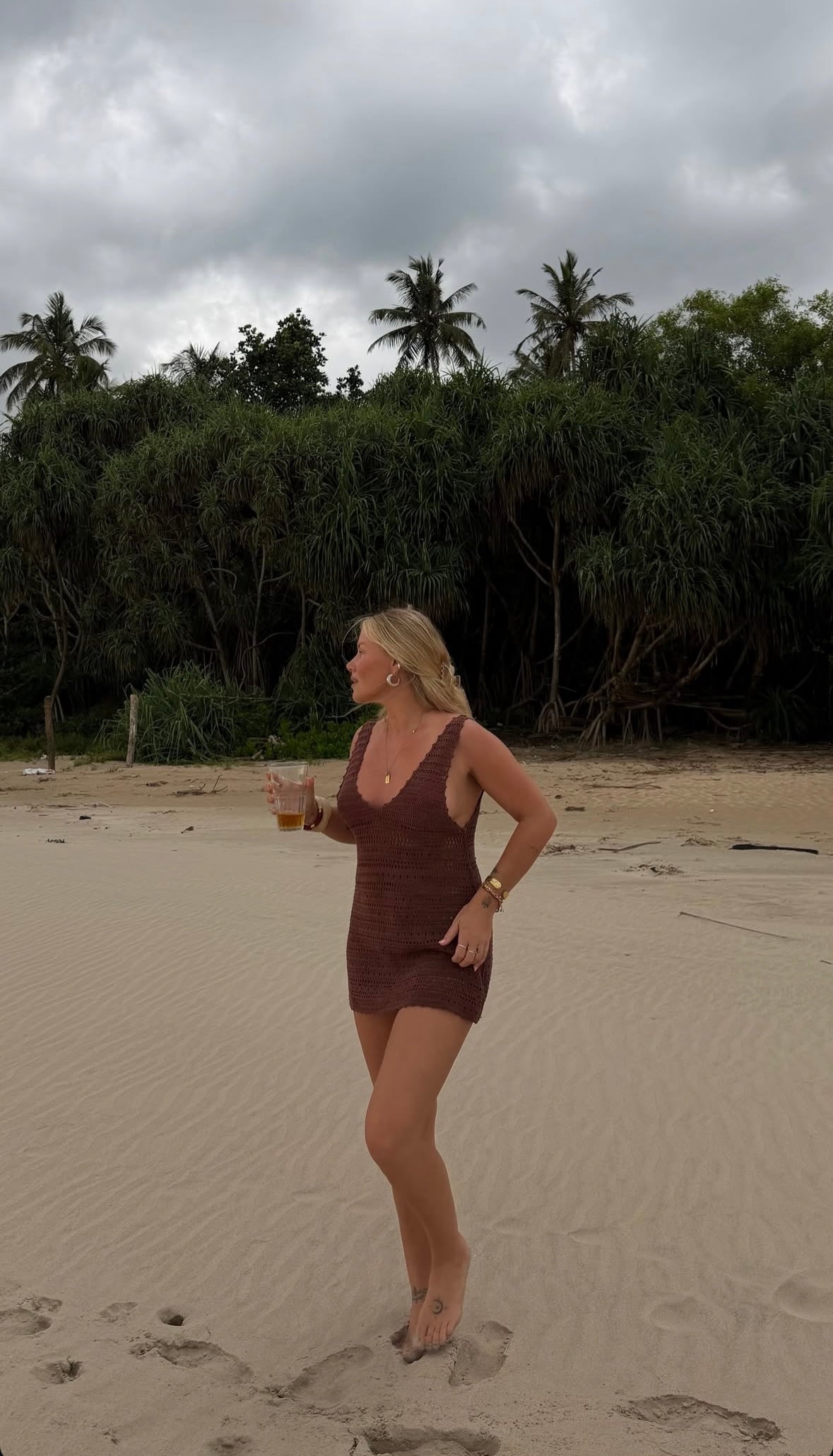 Crochet Mini Dress | Carob