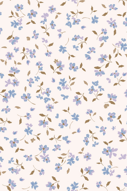 hand-painted blue floral print design