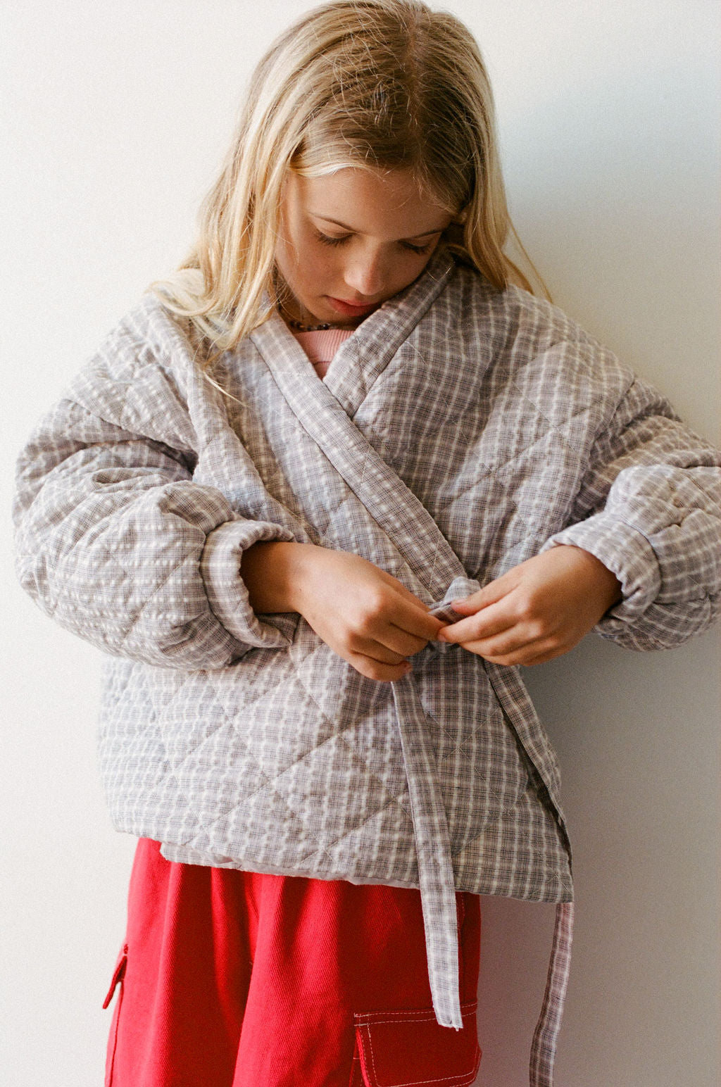 Quilted Jacket | Mauve Plaid