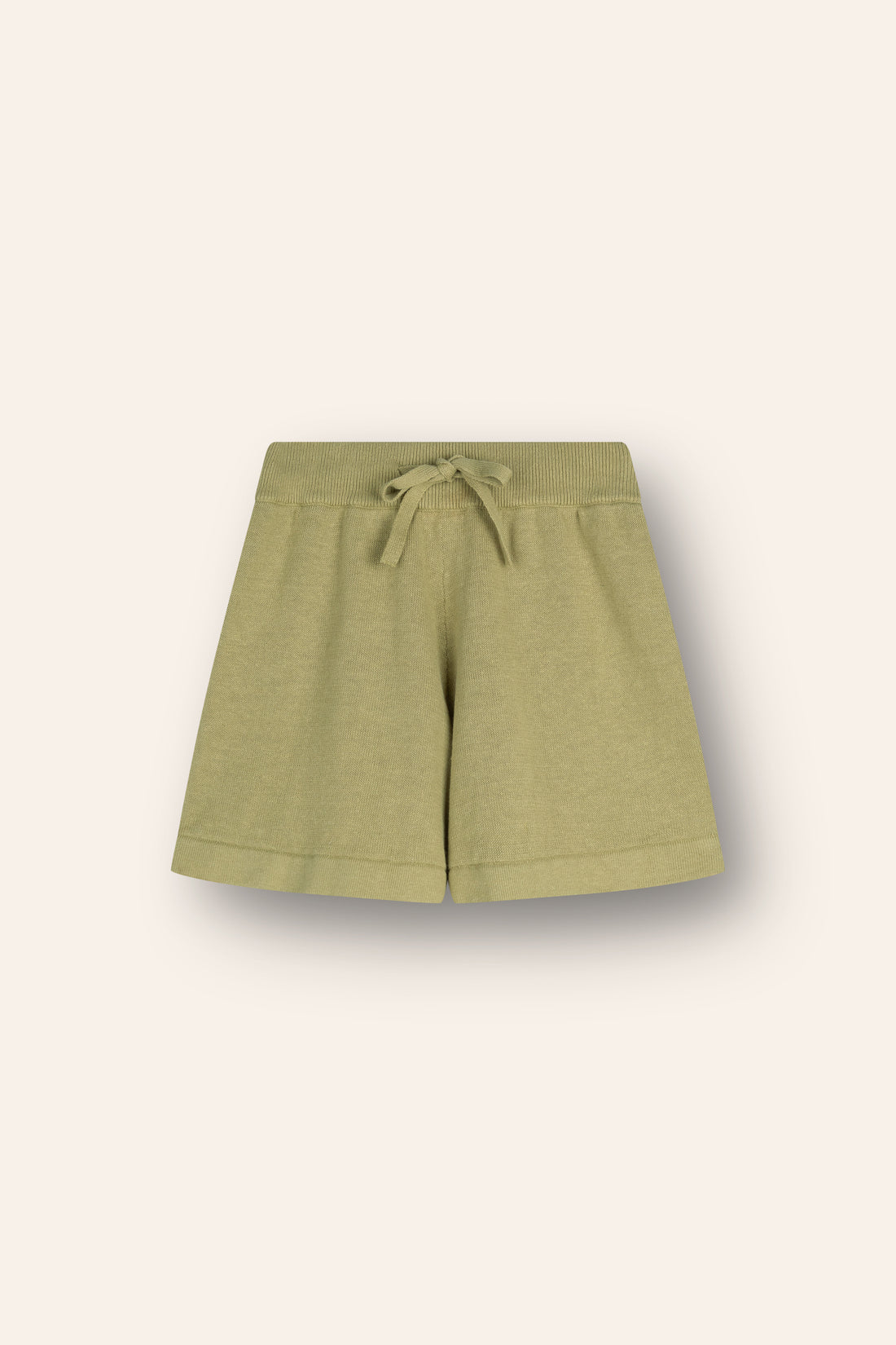 cotton linen knitted shorts with elasticated waist and tie