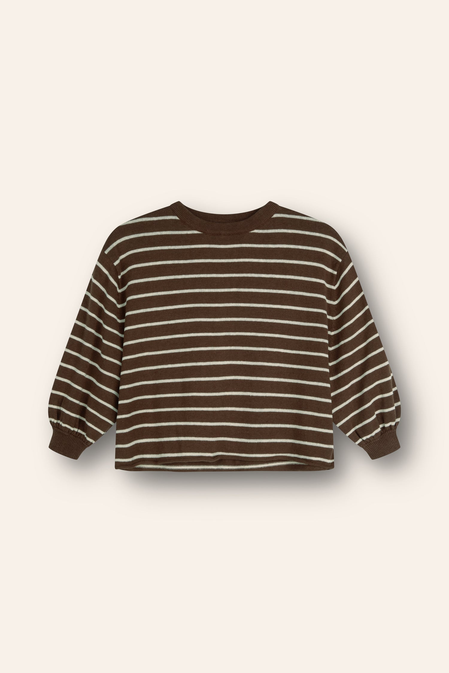 Lightweight Knit Pullover | Choc Stripe