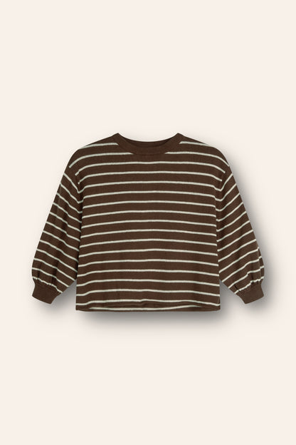 Lightweight Knit Pullover | Choc Stripe