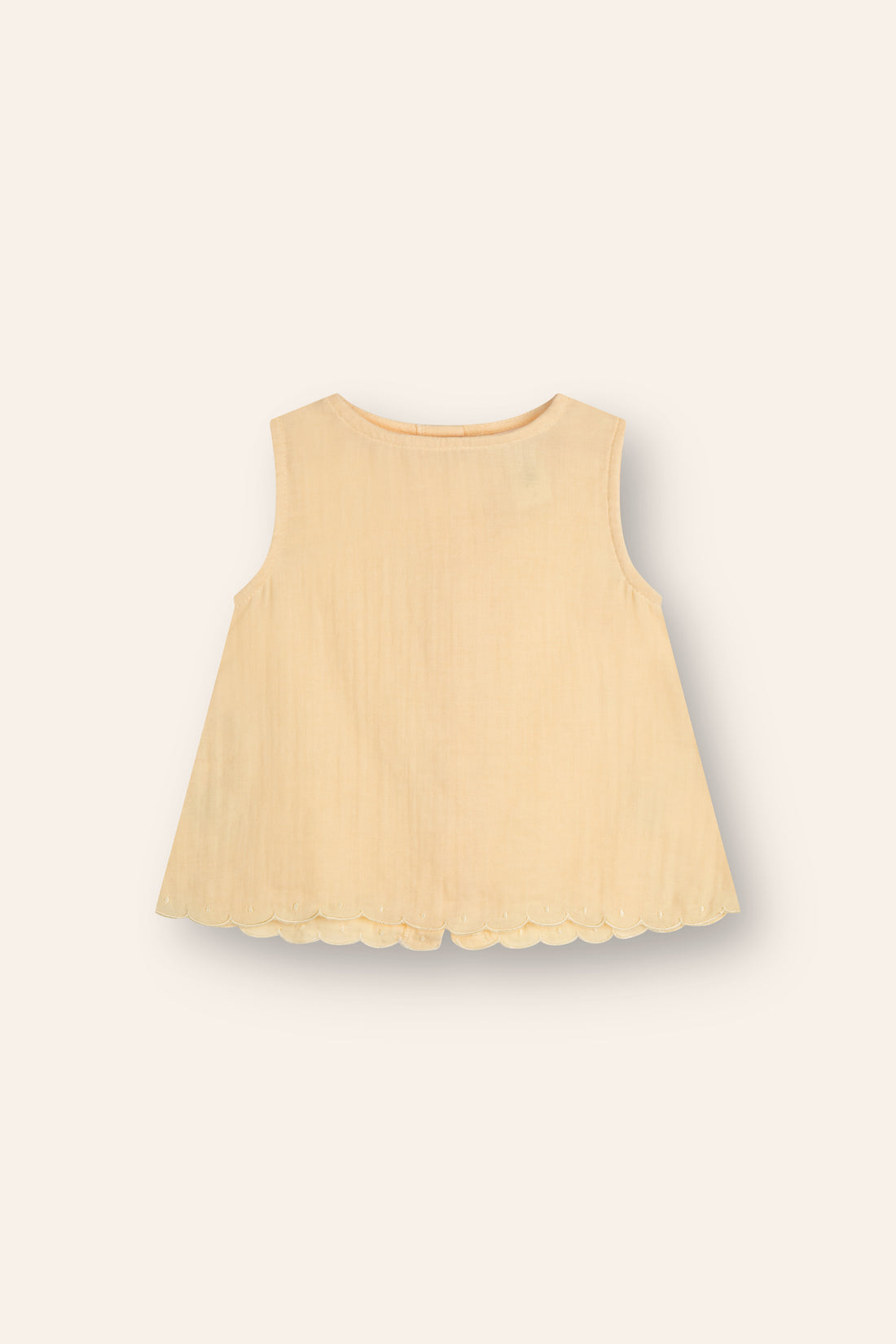 baby girls woven cotton blouse with scalloped edge in butter yellow