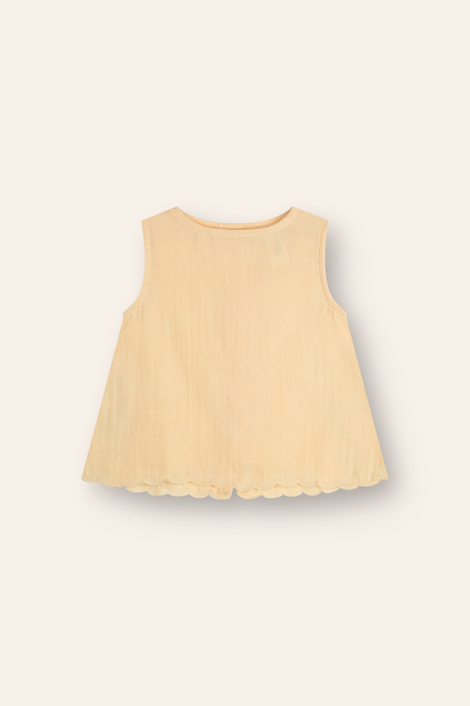 baby girls woven cotton blouse with scalloped edge in butter yellow