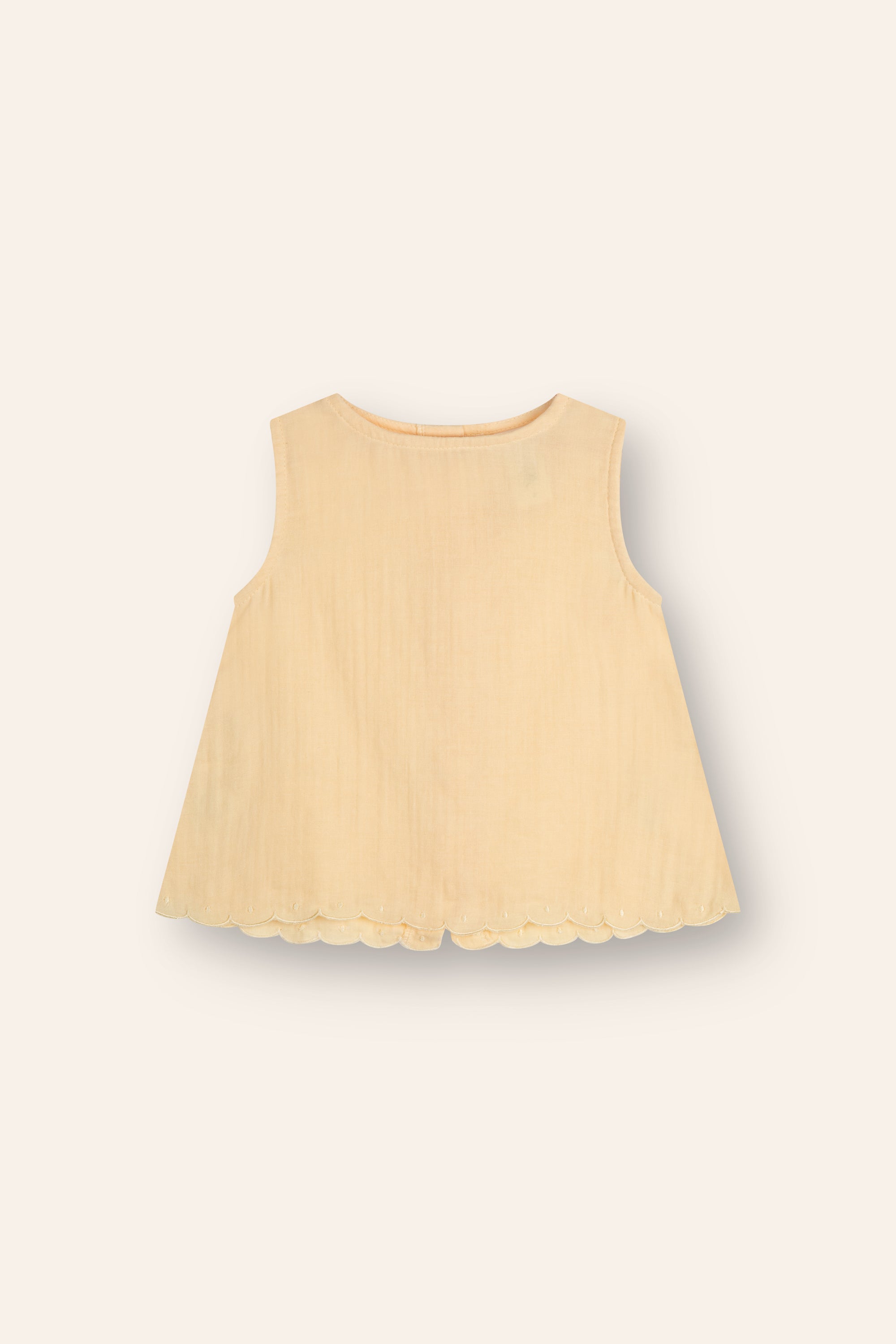 baby girls woven cotton blouse with scalloped edge in butter yellow