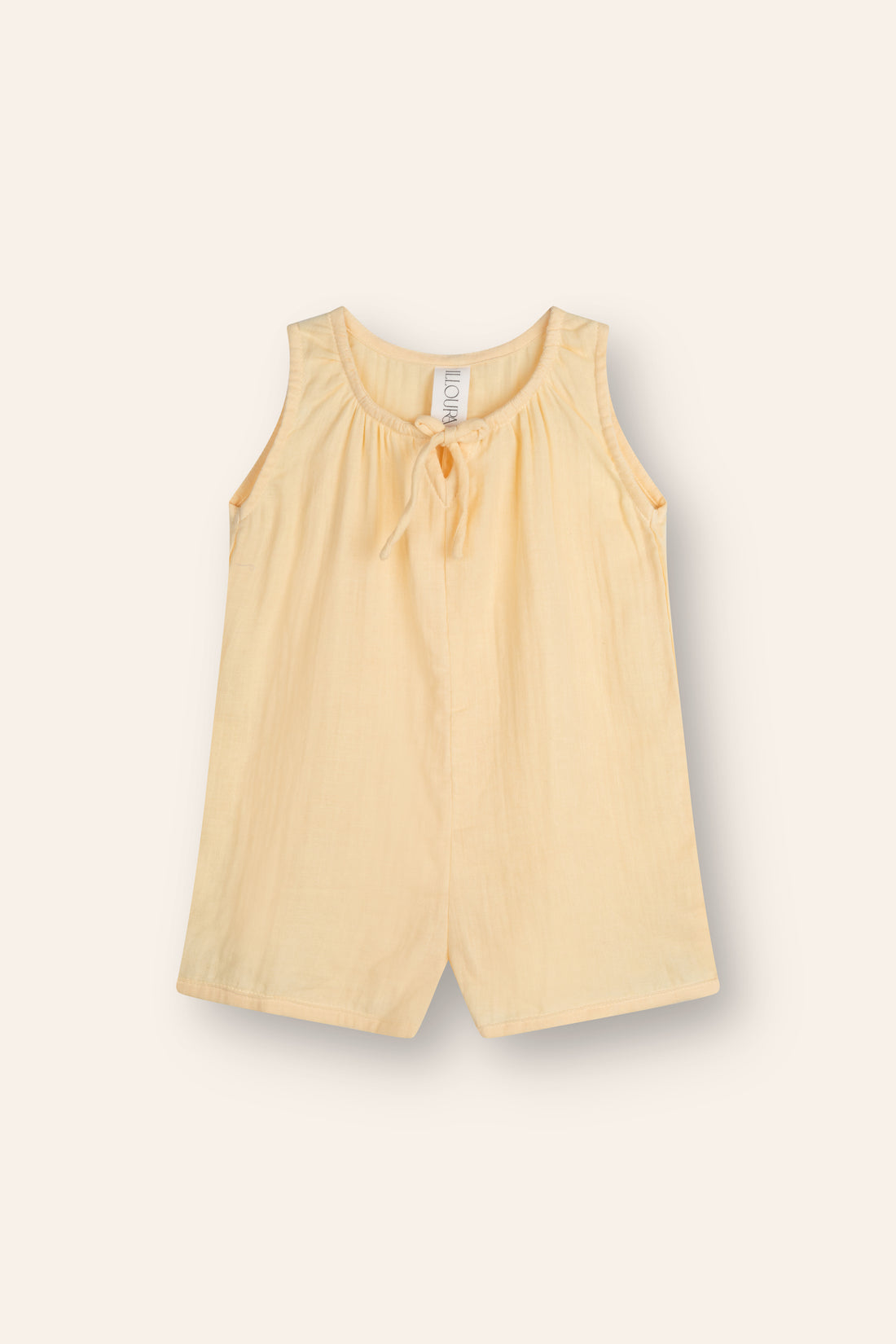 girls woven cotton overalls romper in butter yellow