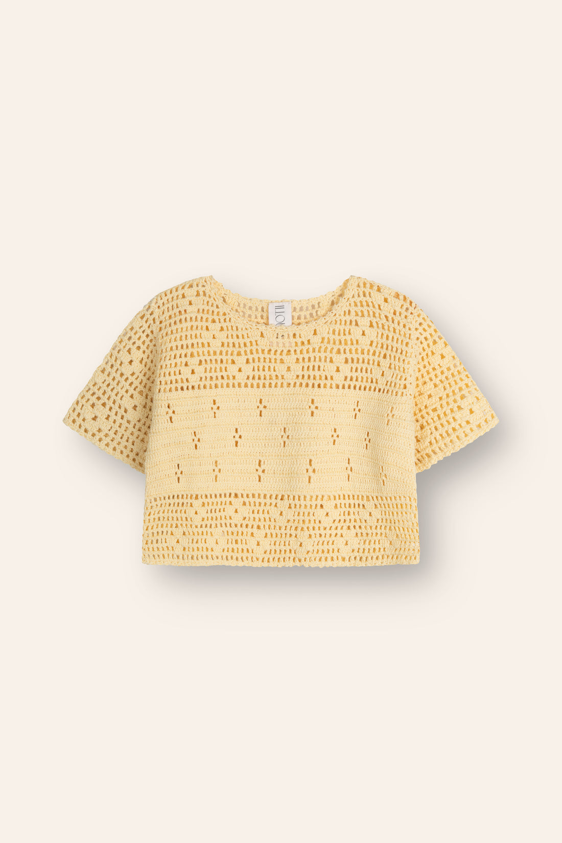girls cotton crochet top floral filet pattern butter yellow