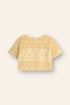 girls cotton crochet top floral filet pattern butter yellow