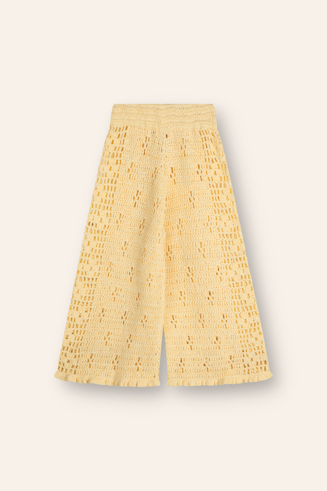 girls handmade cotton crochet pants floral filet butter