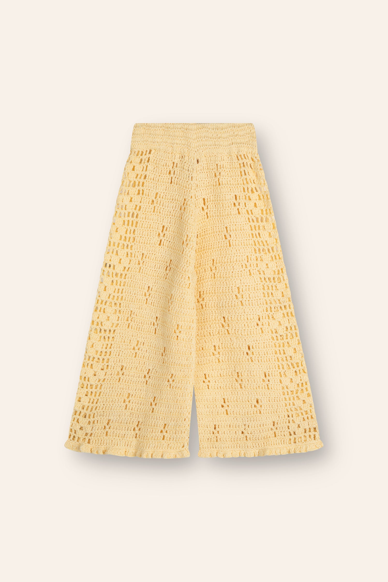 girls handmade cotton crochet pants floral filet butter