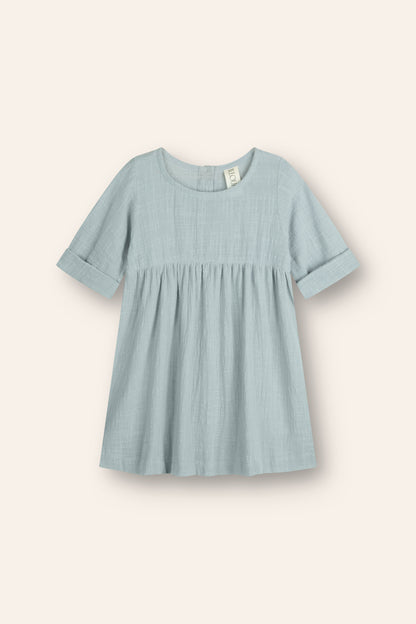 girls cotton gauze t-shirt dress in powder blue