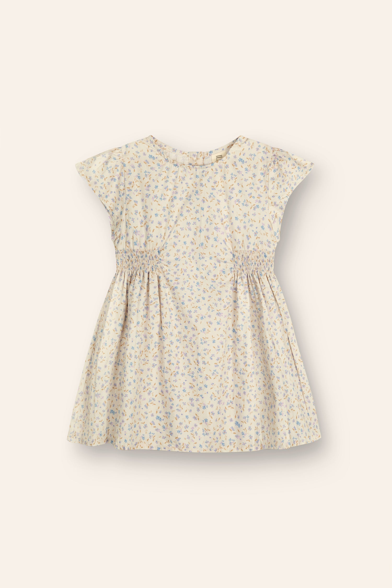 floral print mini dress for girls with flutter sleeves and shirring