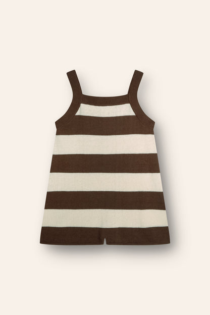 girls knitted linen cotton blend romper