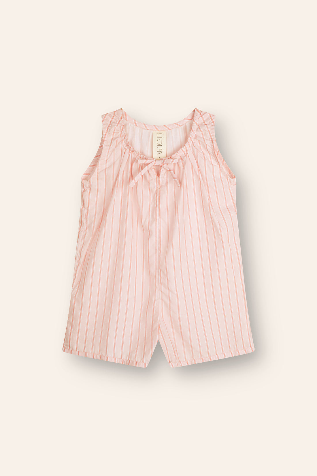 girls woven cotton overalls romper pink stripe