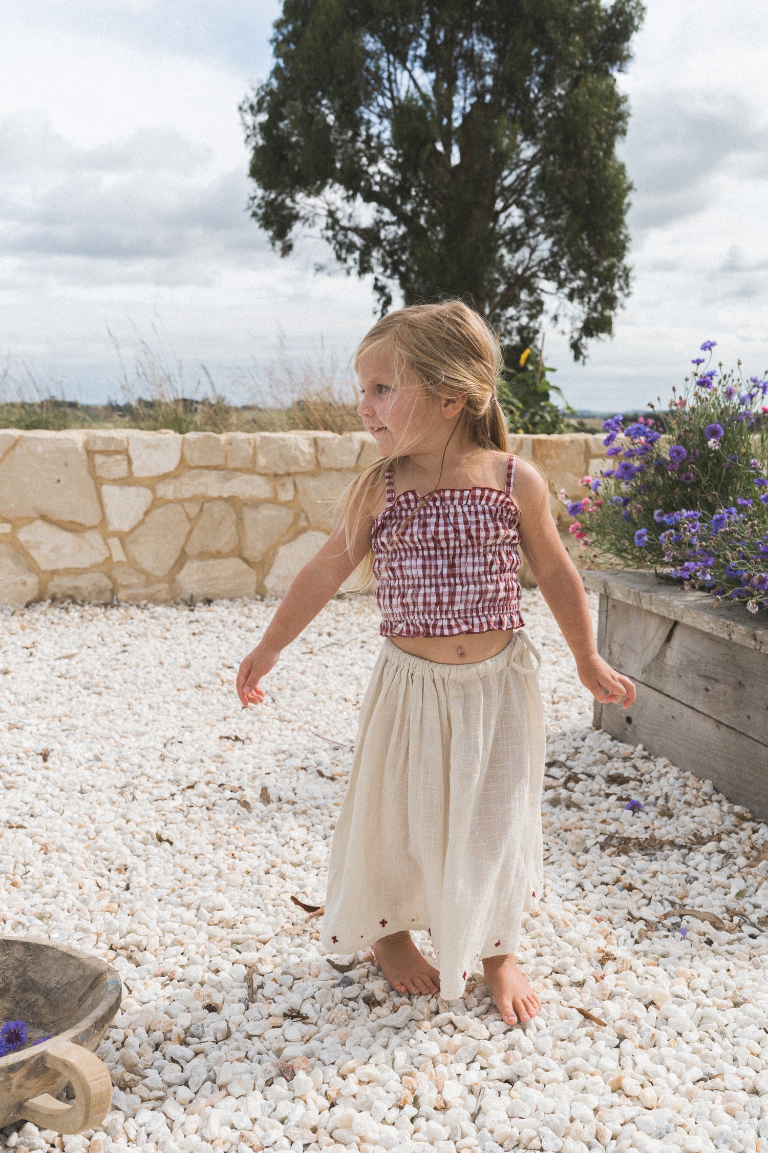 Shirred Crop | Red Gingham