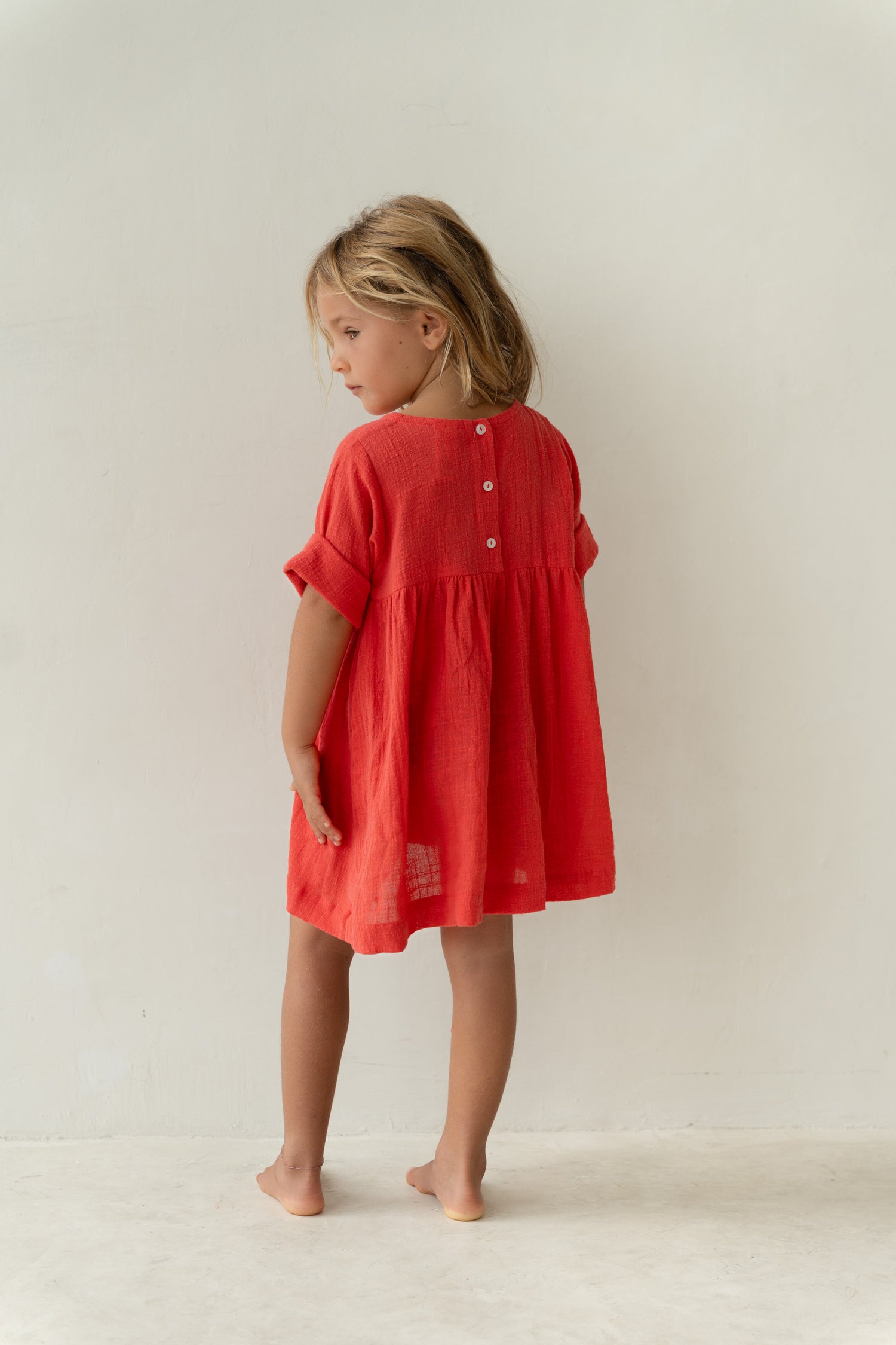 girls red dress 100% cotton